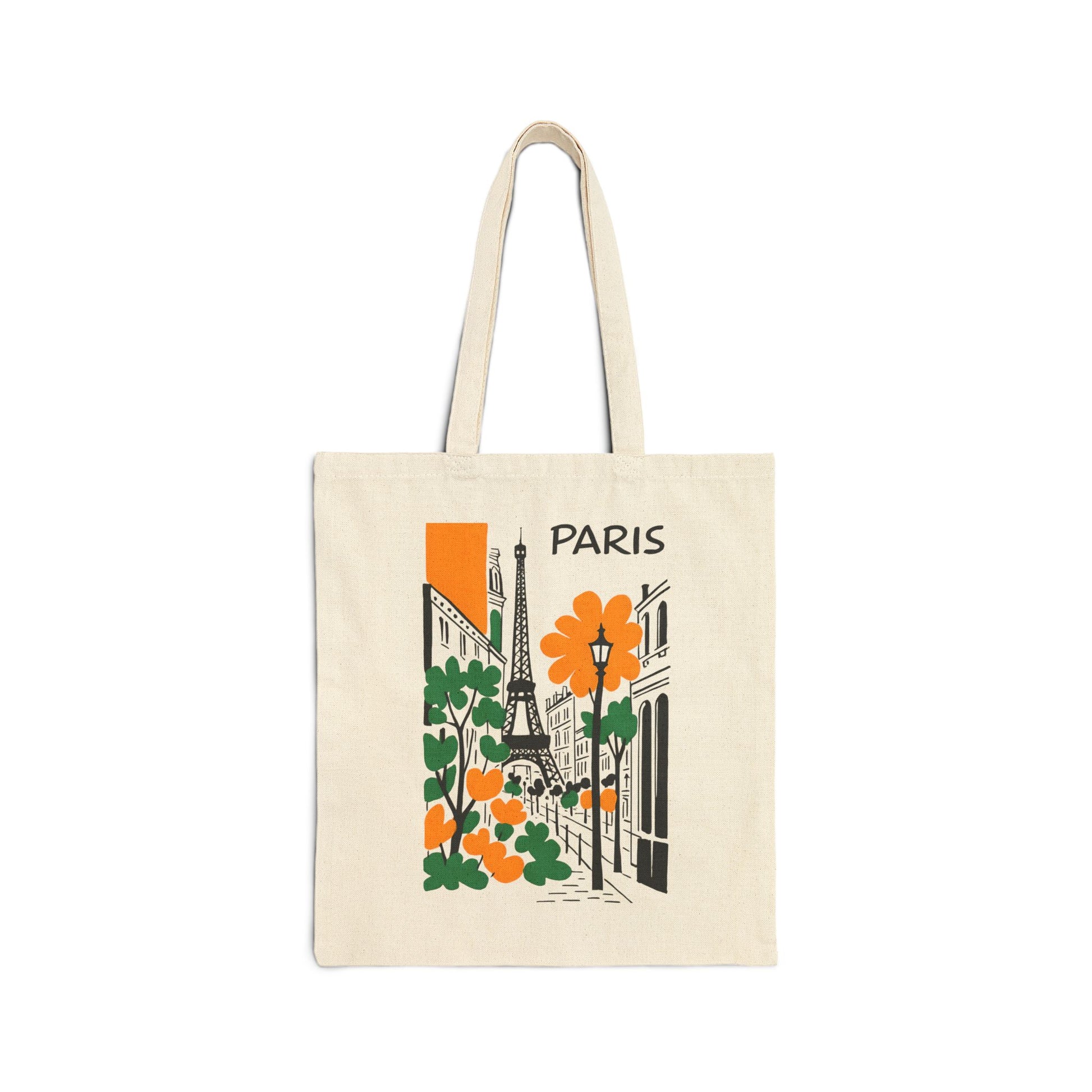 Paris Floral Cotton Canvas Tote Bag | Eco-Friendly Shopping, Beach Bag, Travel Tote, Mother's Day Gift, Art Lover Accessory