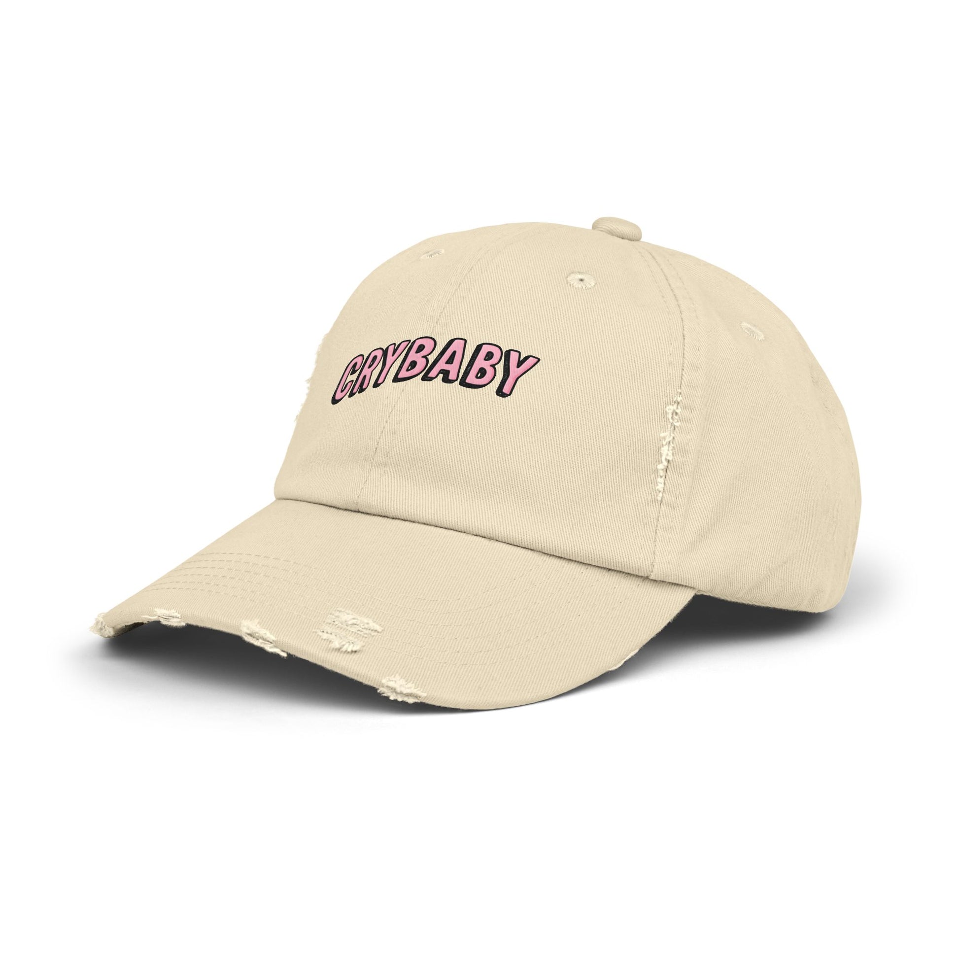 Trendy Distressed Cap - 'CRYBABY' | Fashionable Accessory, Casual Wear, Gift for Friends, Festival Style, Everyday Fashion