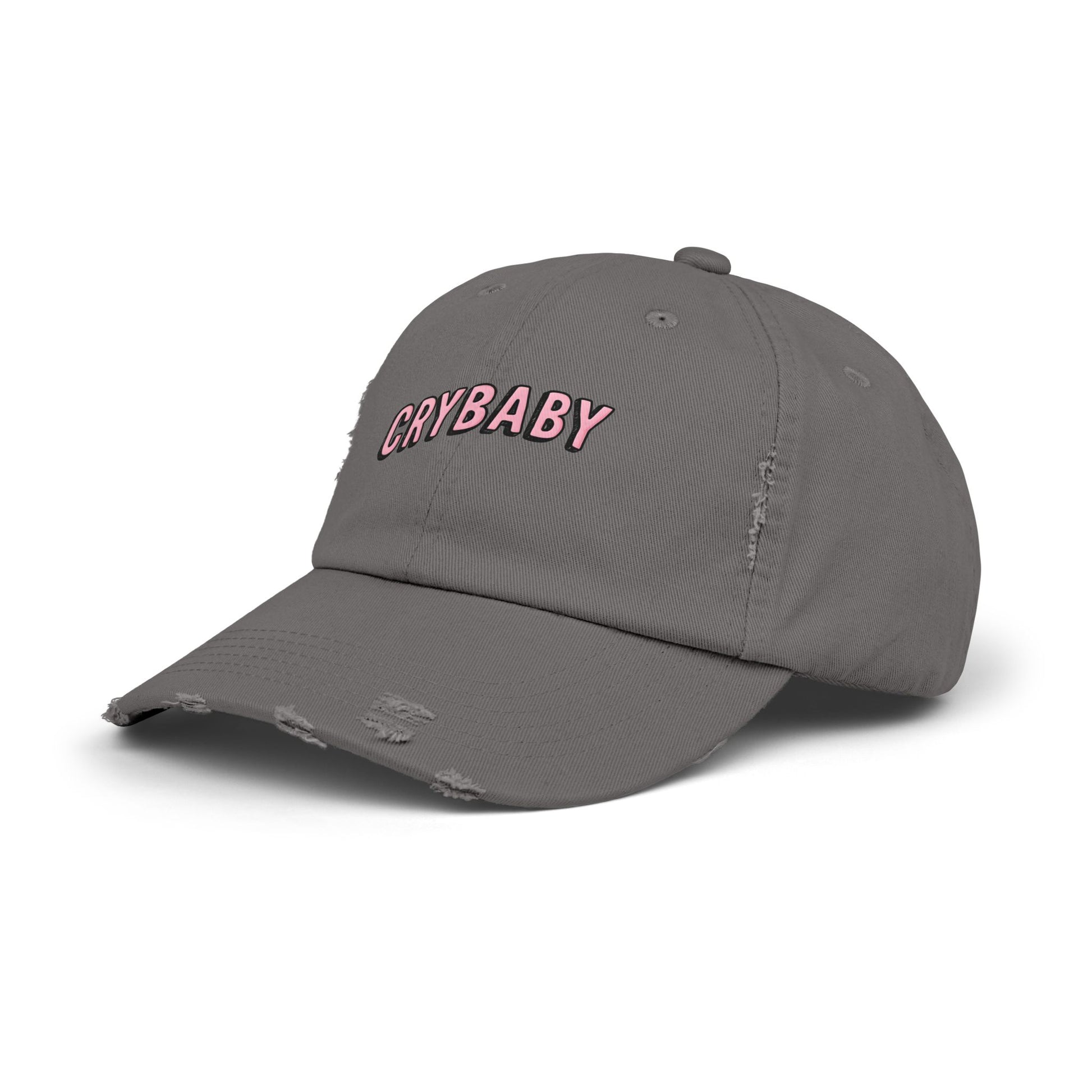 Trendy Distressed Cap - 'CRYBABY' | Fashionable Accessory, Casual Wear, Gift for Friends, Festival Style, Everyday Fashion