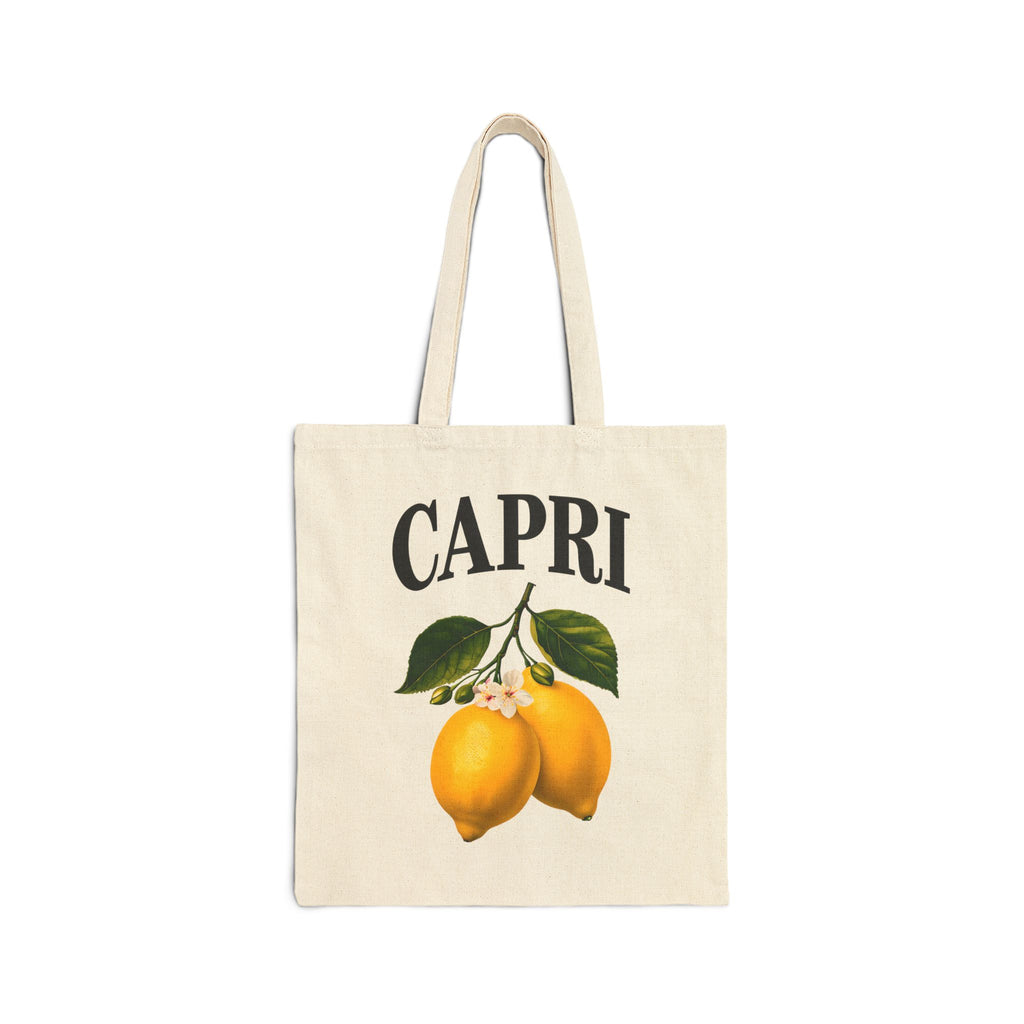 Capri Lemon Canvas Tote Bag - Stylish Eco-Friendly Shopper for Groceries, Beach Trips, Market, Gifts, and Casual Outings