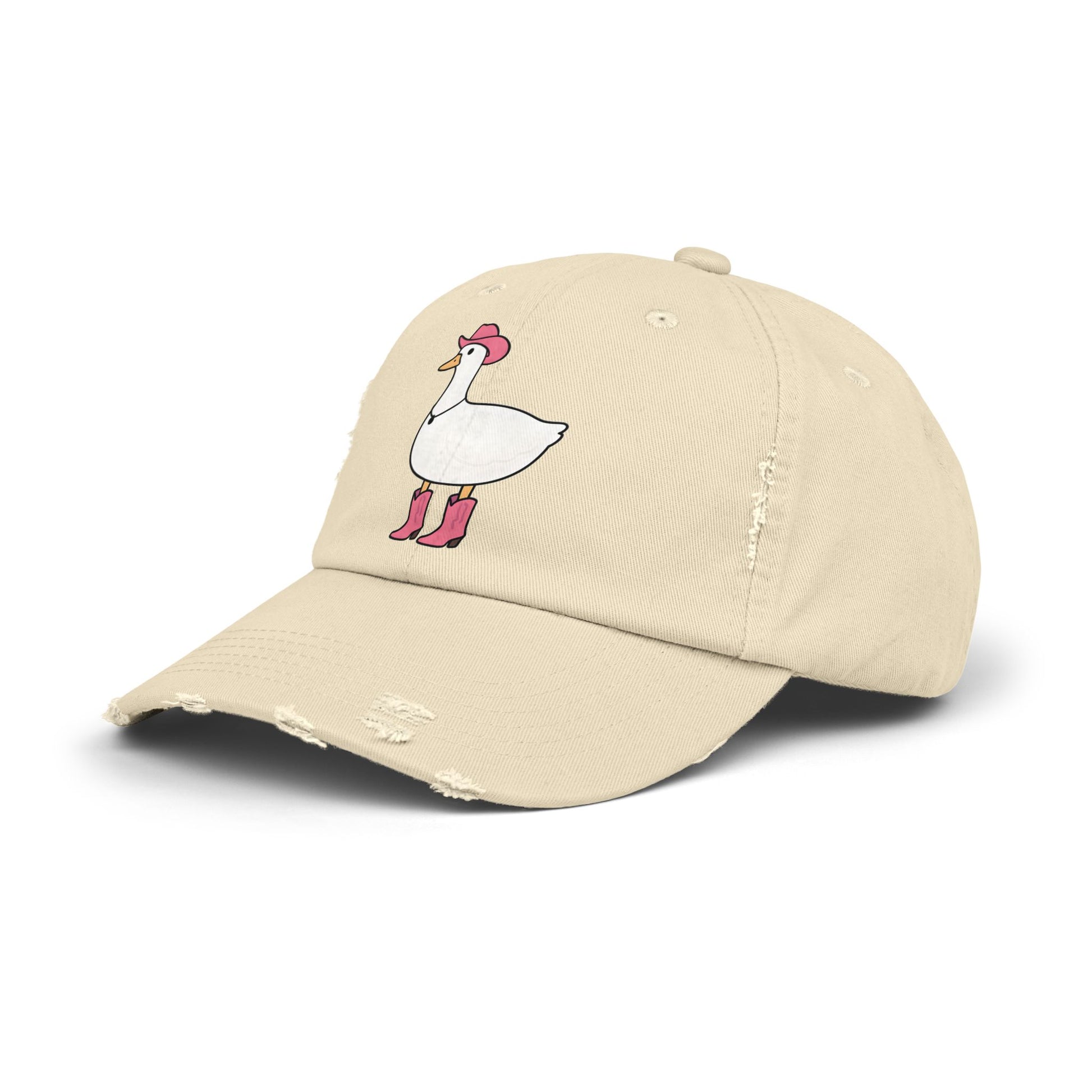 Playful Distressed Cap with Stylish Duck Design, Fun Hat for Summer, Birthday Gift, Trendy Accessory, Cap for Animal Lovers