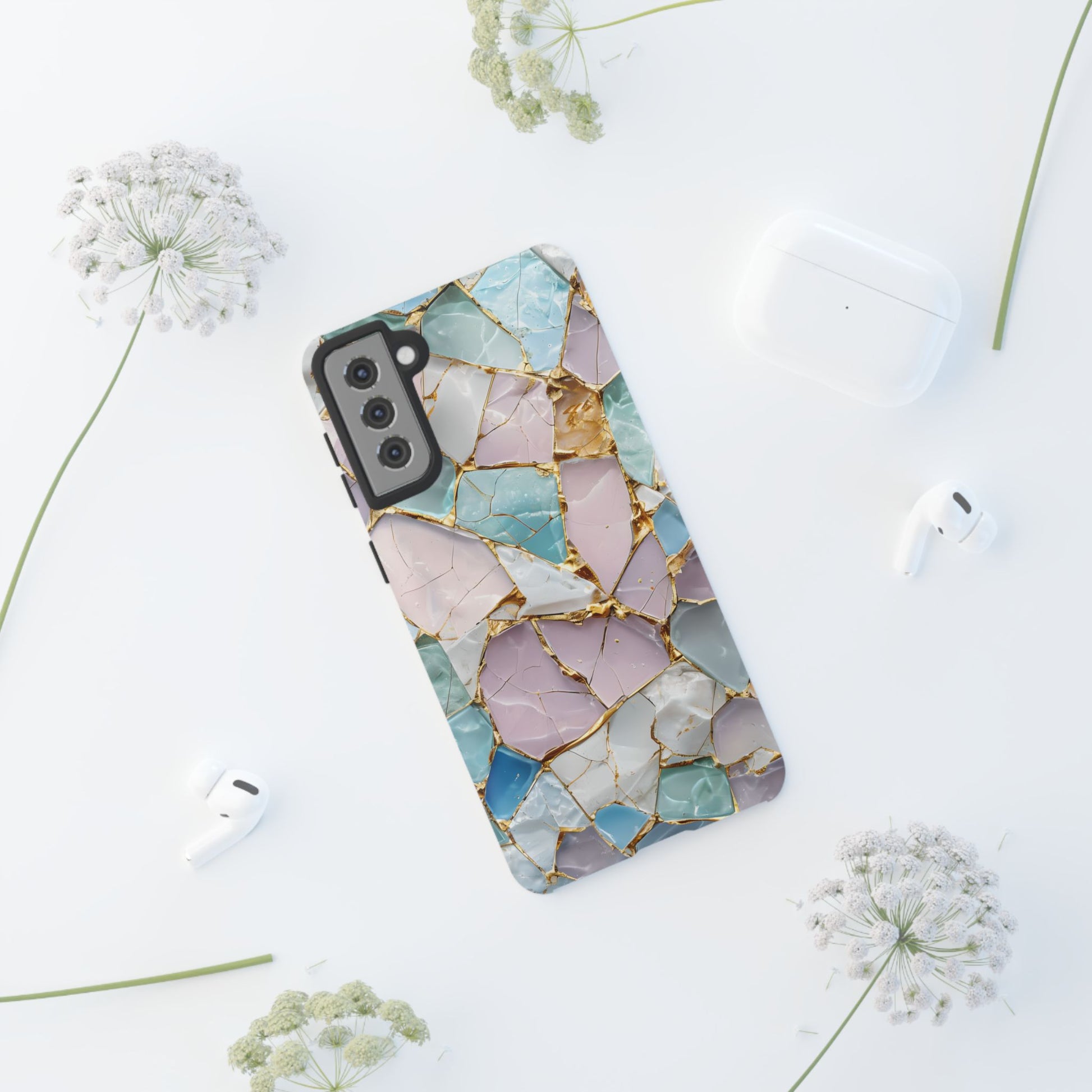 Colorful Phone Case - Tough Cases with Elegant Marble Design, Stylish Cover for Everyday Use, Gift for Her, Tech Accessory
