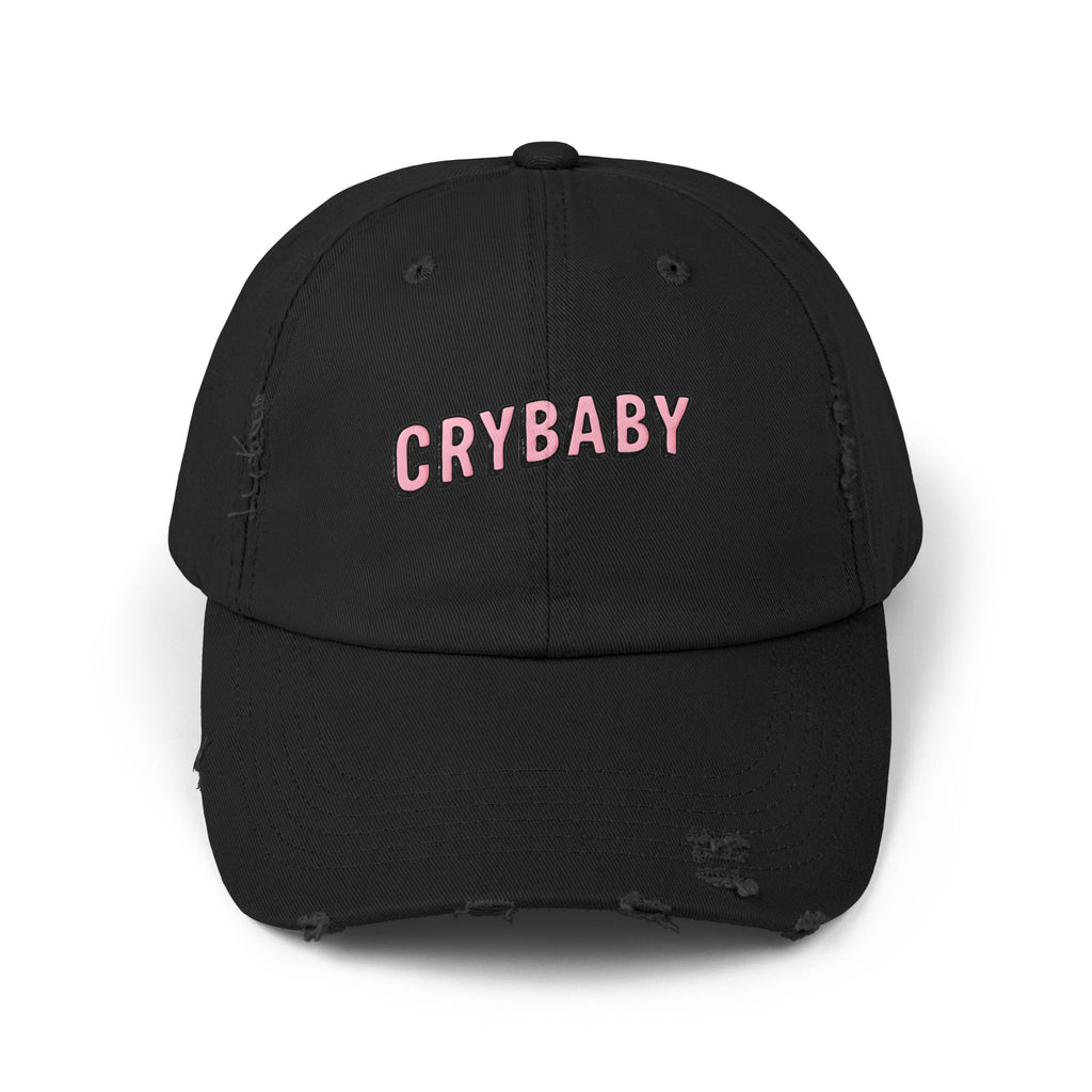 Trendy Distressed Cap - 'CRYBABY' | Fashionable Accessory, Casual Wear, Gift for Friends, Festival Style, Everyday Fashion