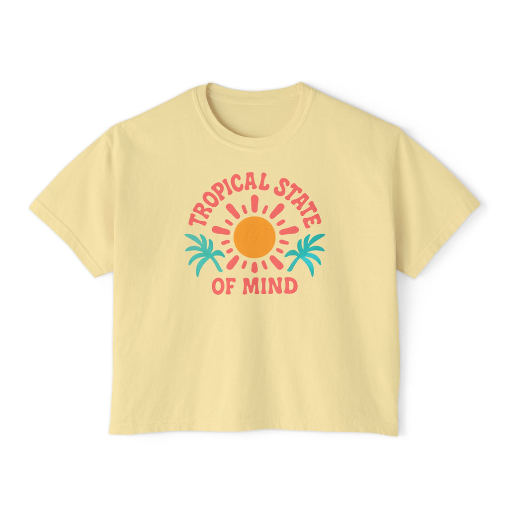 Tropical Women's Boxy Tee, Summer Vibes T-Shirt, Casual Beachwear, Gift for Her, Vacation Essentials