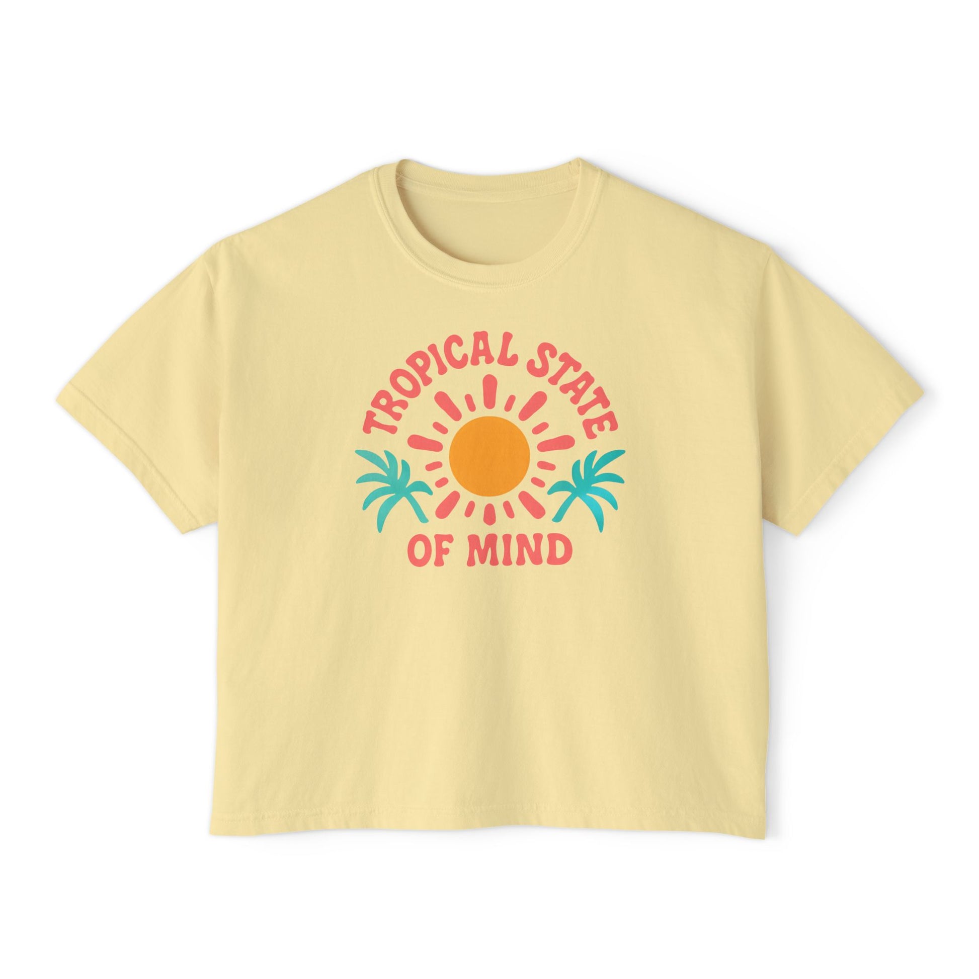 Tropical Women's Boxy Tee, Summer Vibes T-Shirt, Casual Beachwear, Gift for Her, Vacation Essentials