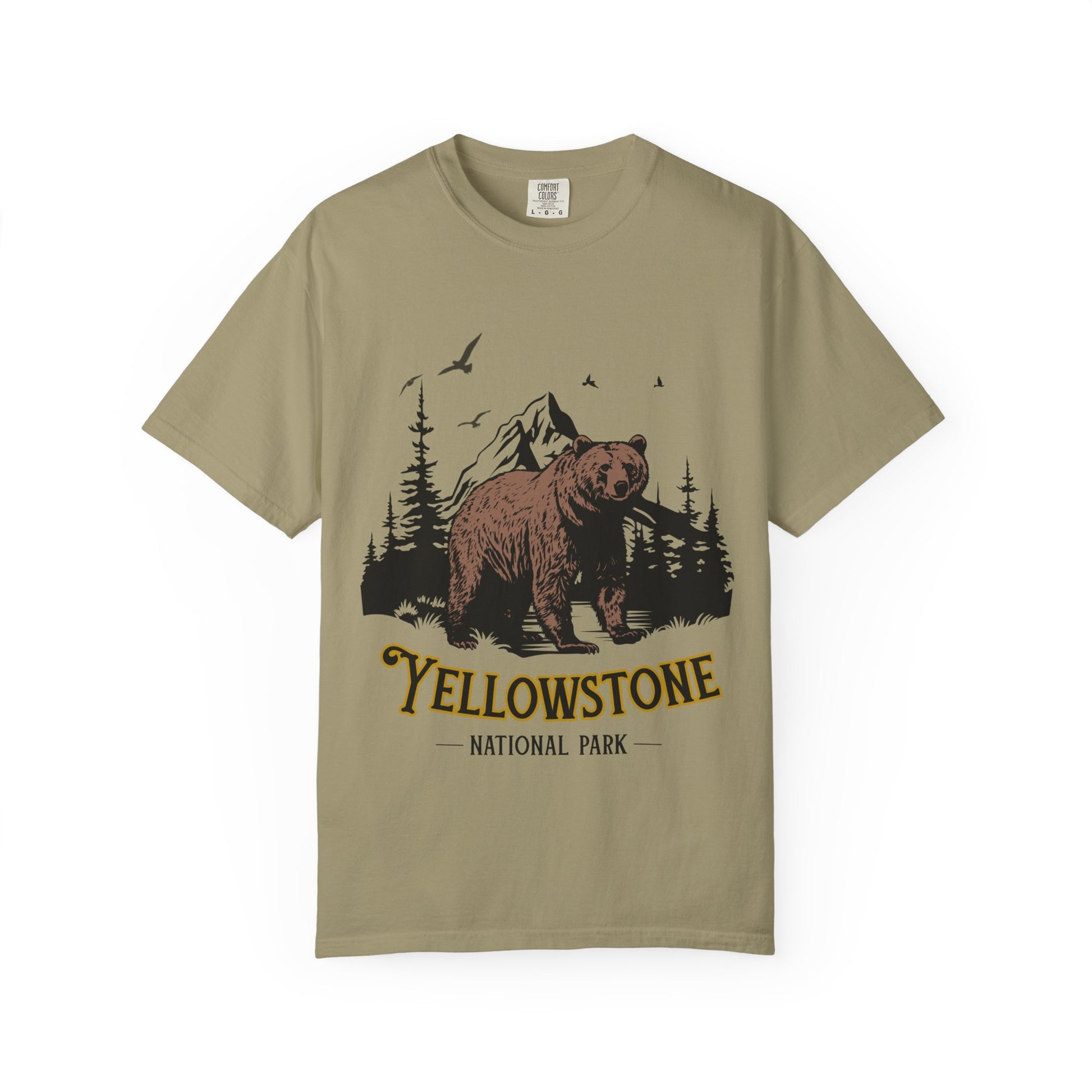Yellowstone Bear Graphic Tee - Unisex Garment-Dyed Shirt, Nature Lover Gift, Outdoorsy Style, Travel Souvenir, Vintage National Park Apparel