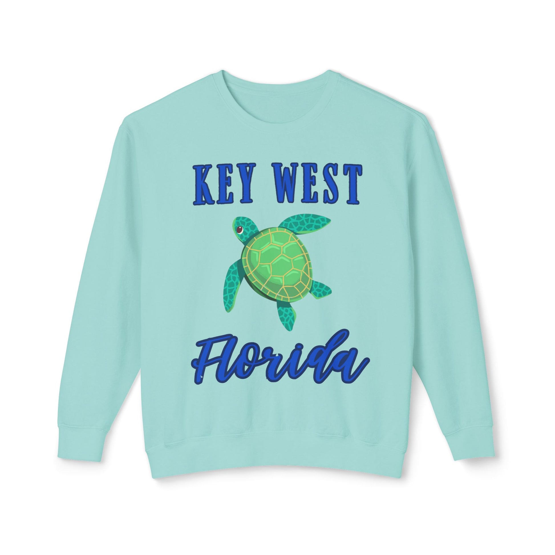 Key West Turtle Sweatshirt, Florida Gift, Lightweight Crewneck for Beach Lovers, Casual Summer Wear, Perfect for Travel