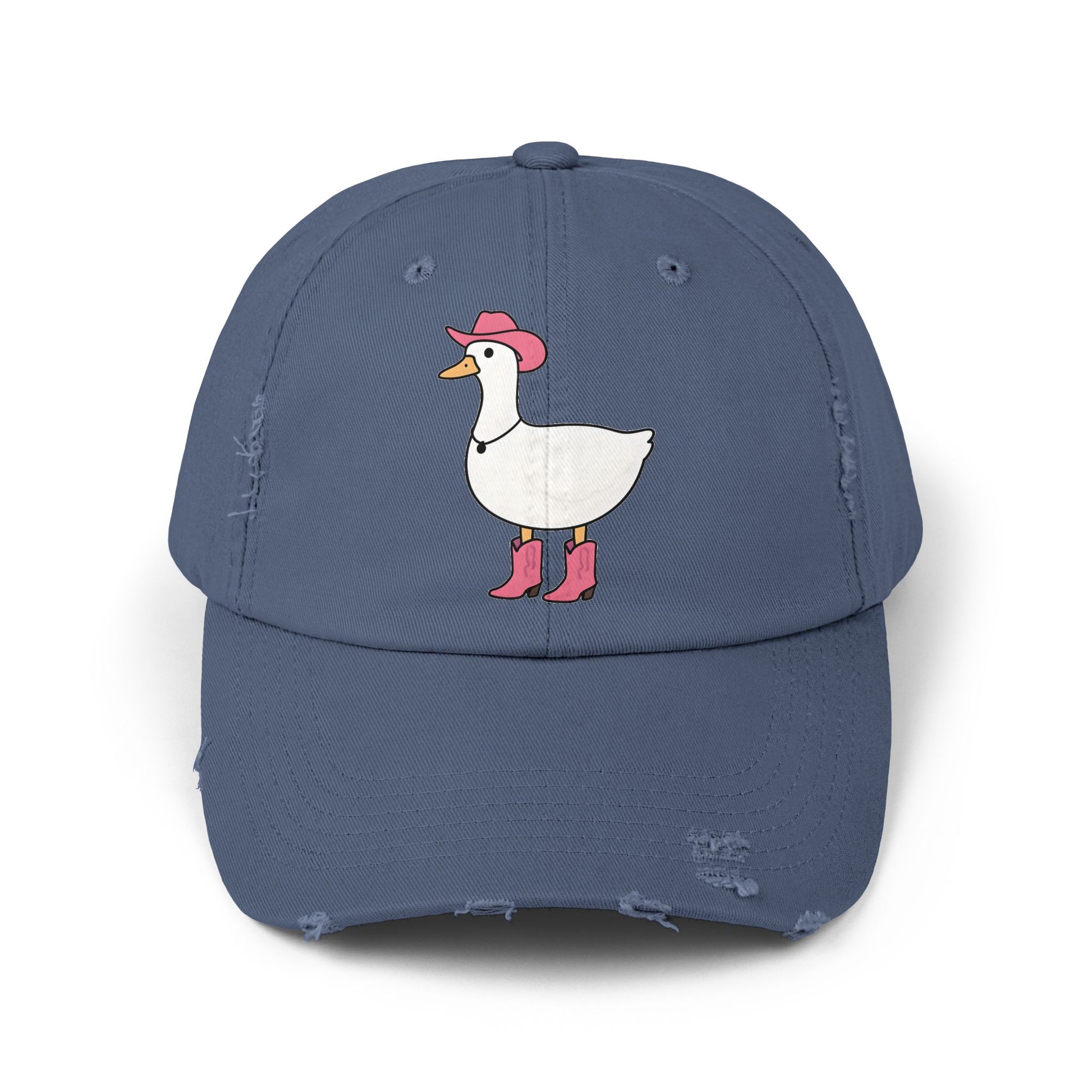 Playful Distressed Cap with Stylish Duck Design, Fun Hat for Summer, Birthday Gift, Trendy Accessory, Cap for Animal Lovers