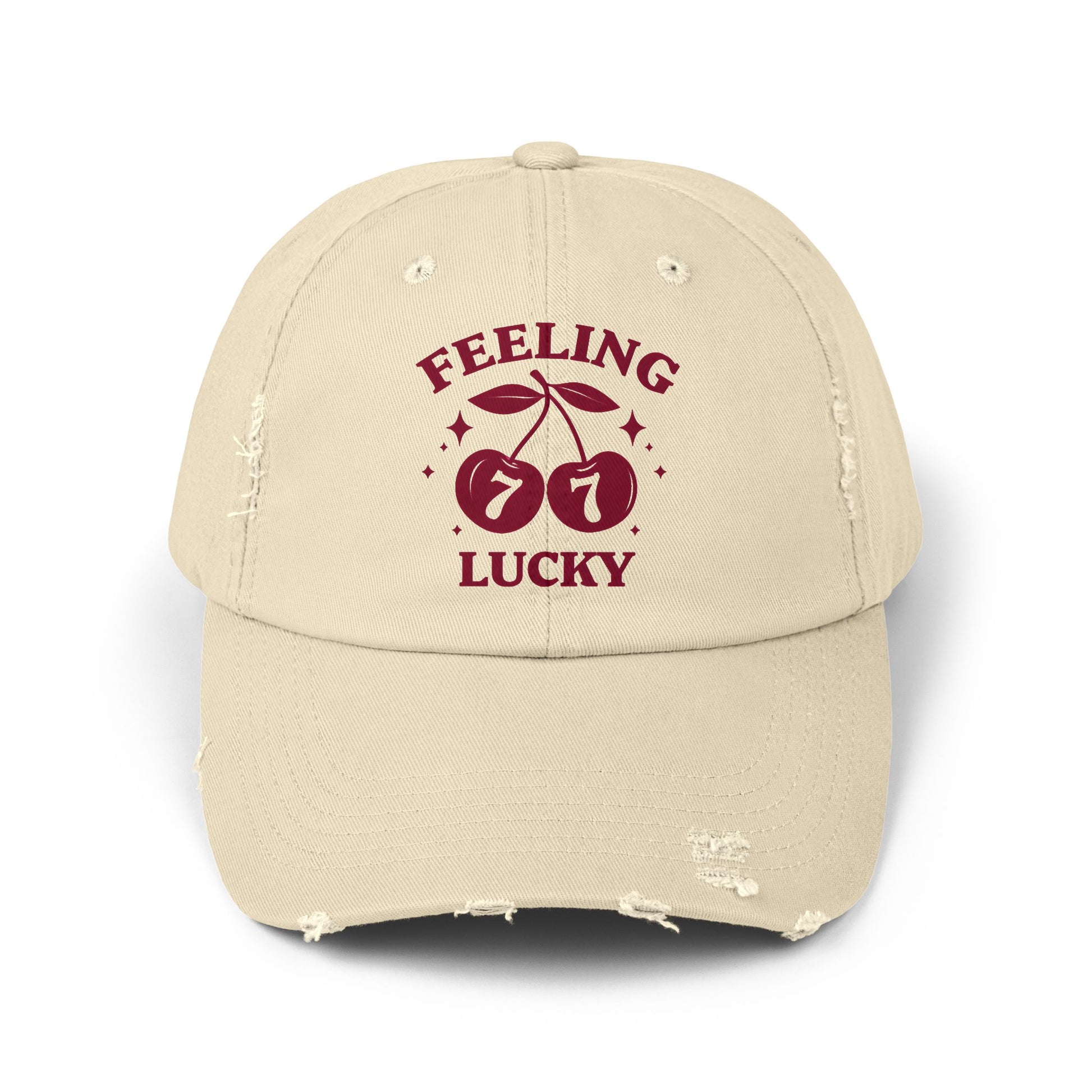 Feeling Lucky Distressed Cap - Unisex Hat, Casual Accessories, Lucky Charm Gift, Birthday, St. Patrick's Day, Spins on Luck