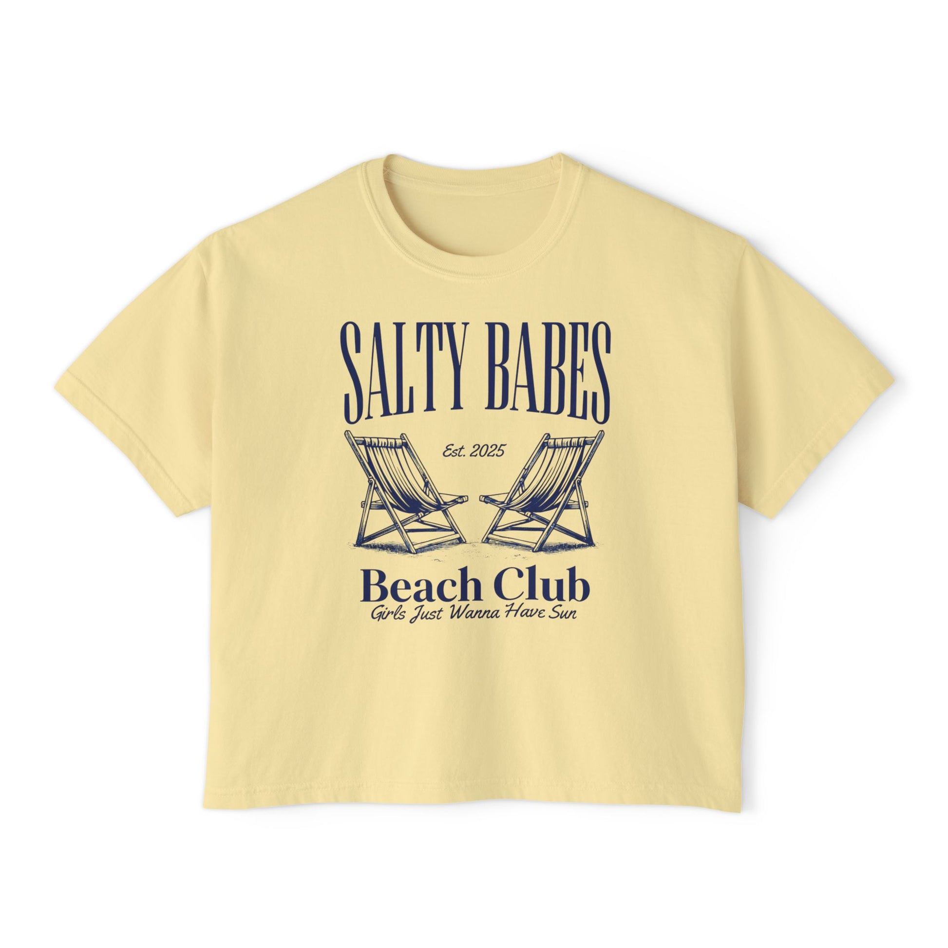Salty Babes Beach Club Boxy Tee, Summer Casual Top, Women’s Vacation Shirt, Perfect for Beach Days, Gift for Sea Lovers