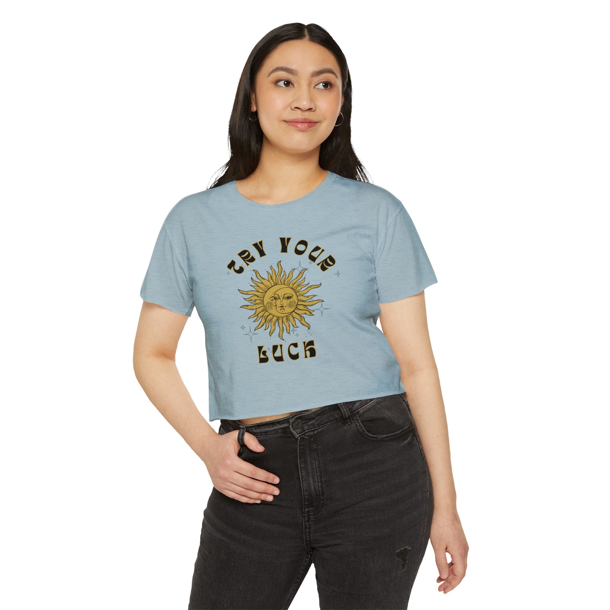 Sunny Vibes Festival Crop Top - Inspirational Summer Tee, Boho Style, Music Festival Apparel, Gift for Her, Casual Look