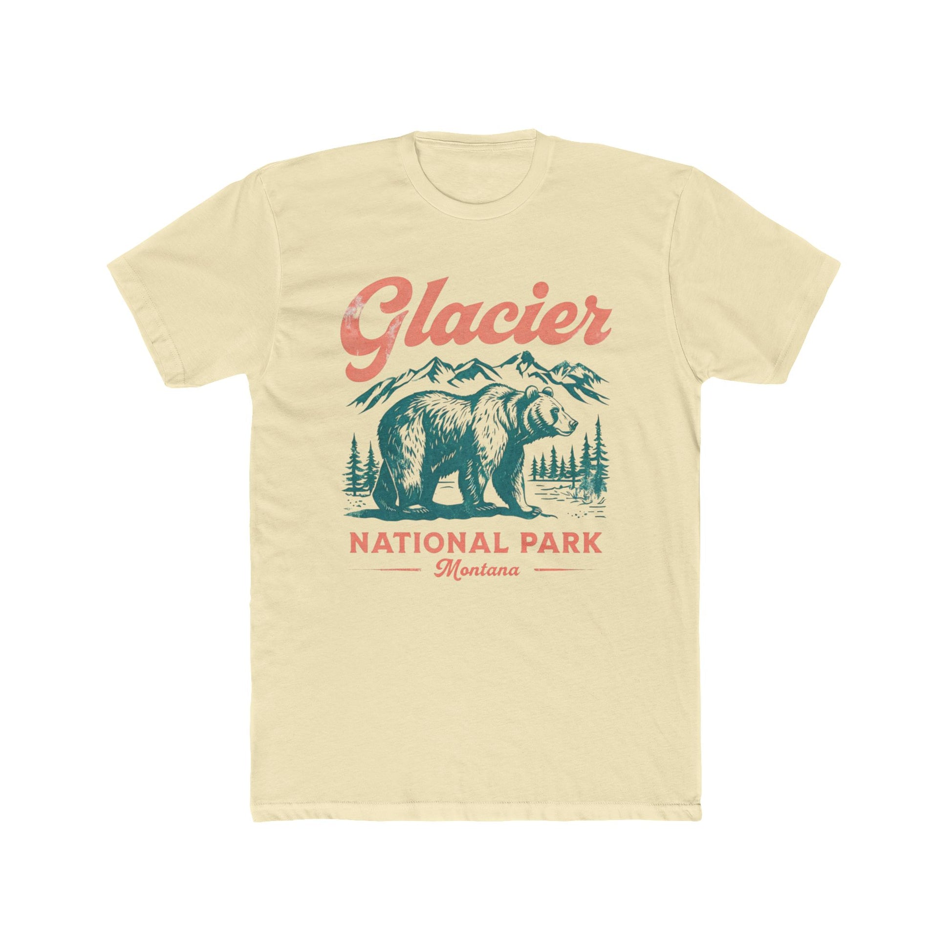 Glacier National Park Bear Tee | Unisex Cotton Crew Shirt for Outdoor Lovers, Nature Gift, Hiking Apparel, National Park Shirt