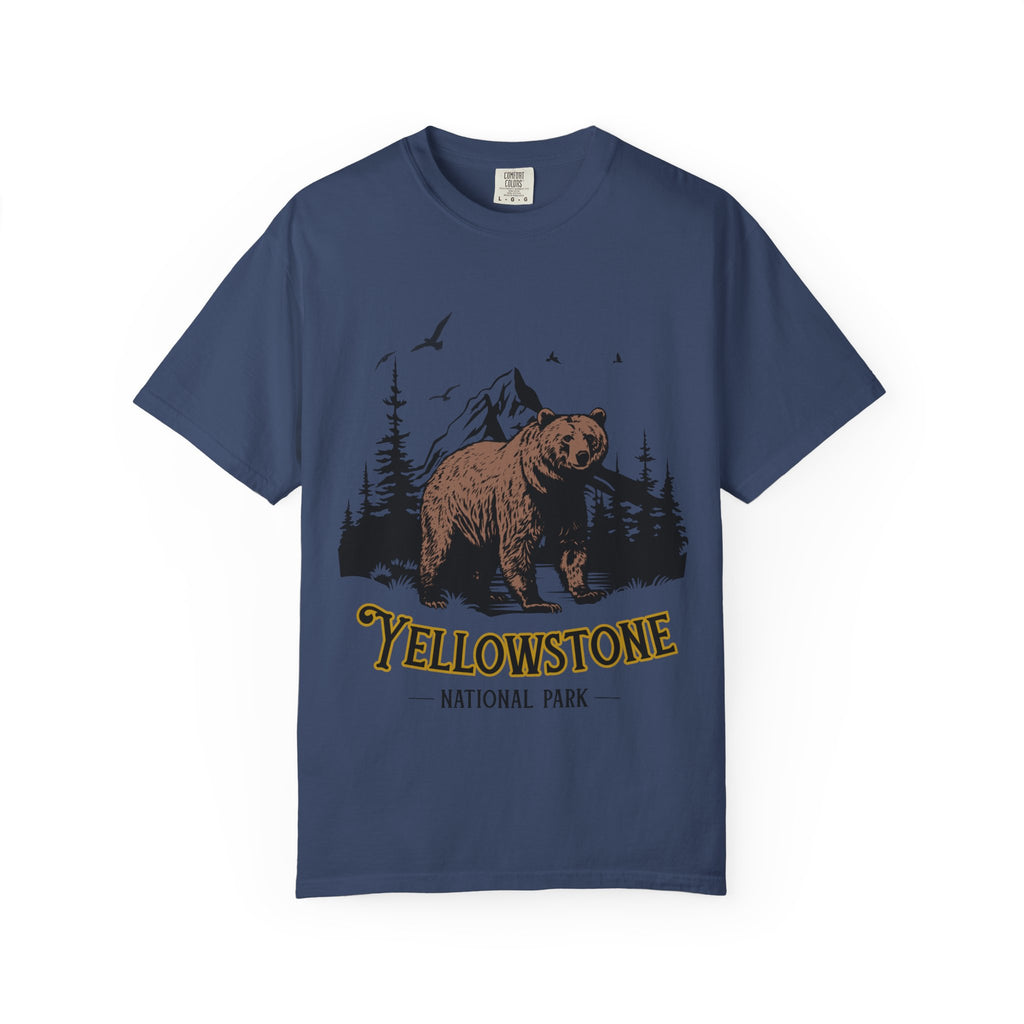 Yellowstone Bear Graphic Tee - Unisex Garment-Dyed Shirt, Nature Lover Gift, Outdoorsy Style, Travel Souvenir, Vintage National Park Apparel