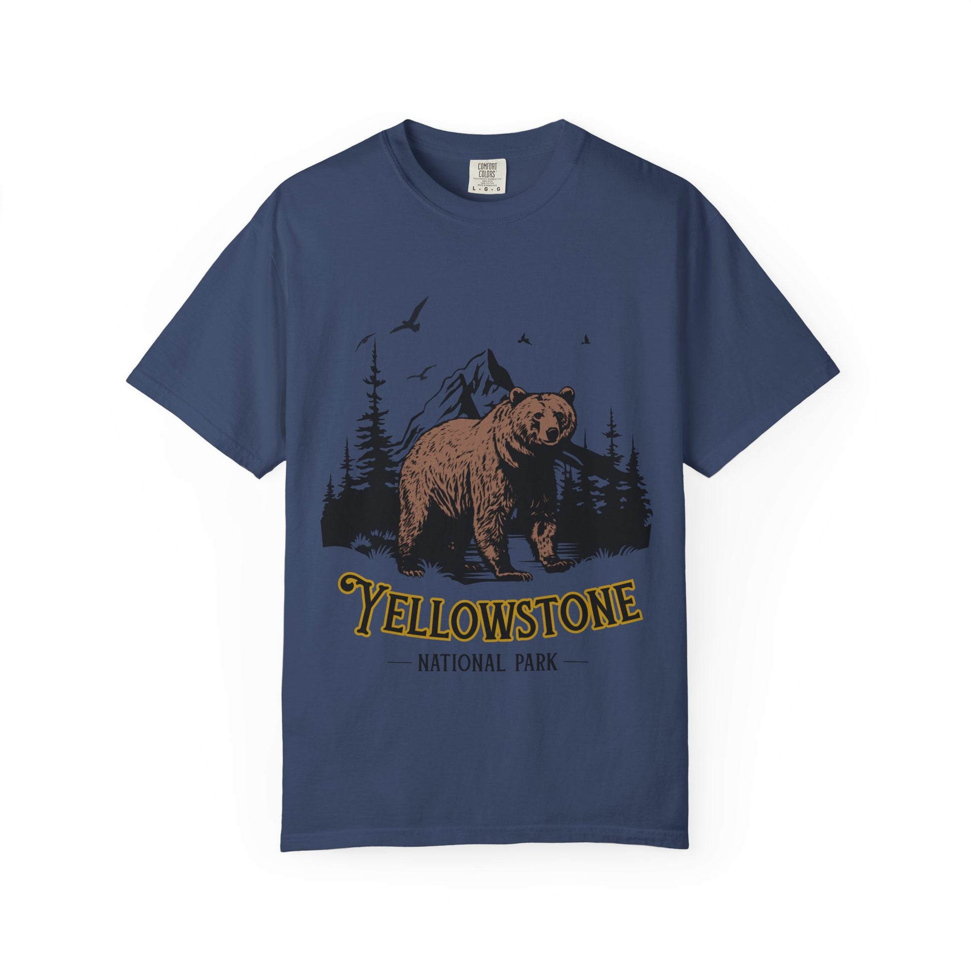 Yellowstone Bear Graphic Tee - Unisex Garment-Dyed Shirt, Nature Lover Gift, Outdoorsy Style, Travel Souvenir, Vintage National Park Apparel