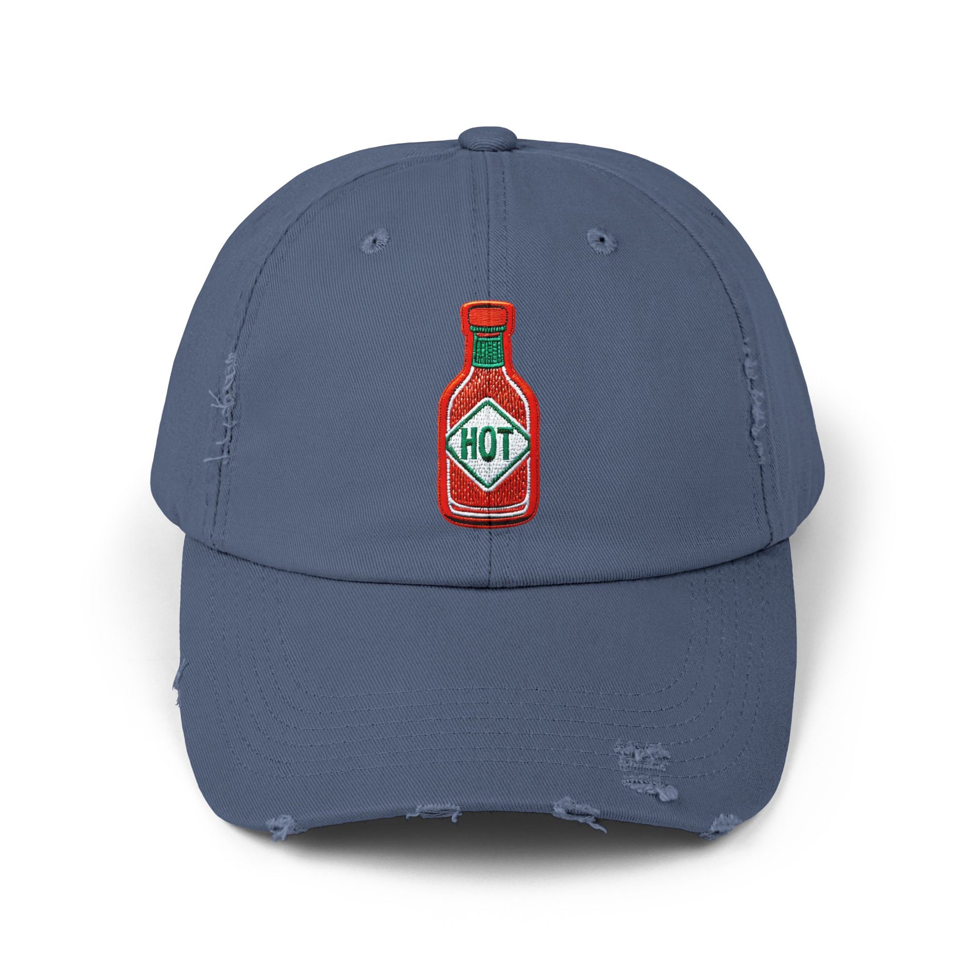 Hot Sauce Distressed Cap, Unisex Cap, Foodie Gift, Summer Accessory, Casual Hat, BBQ Style