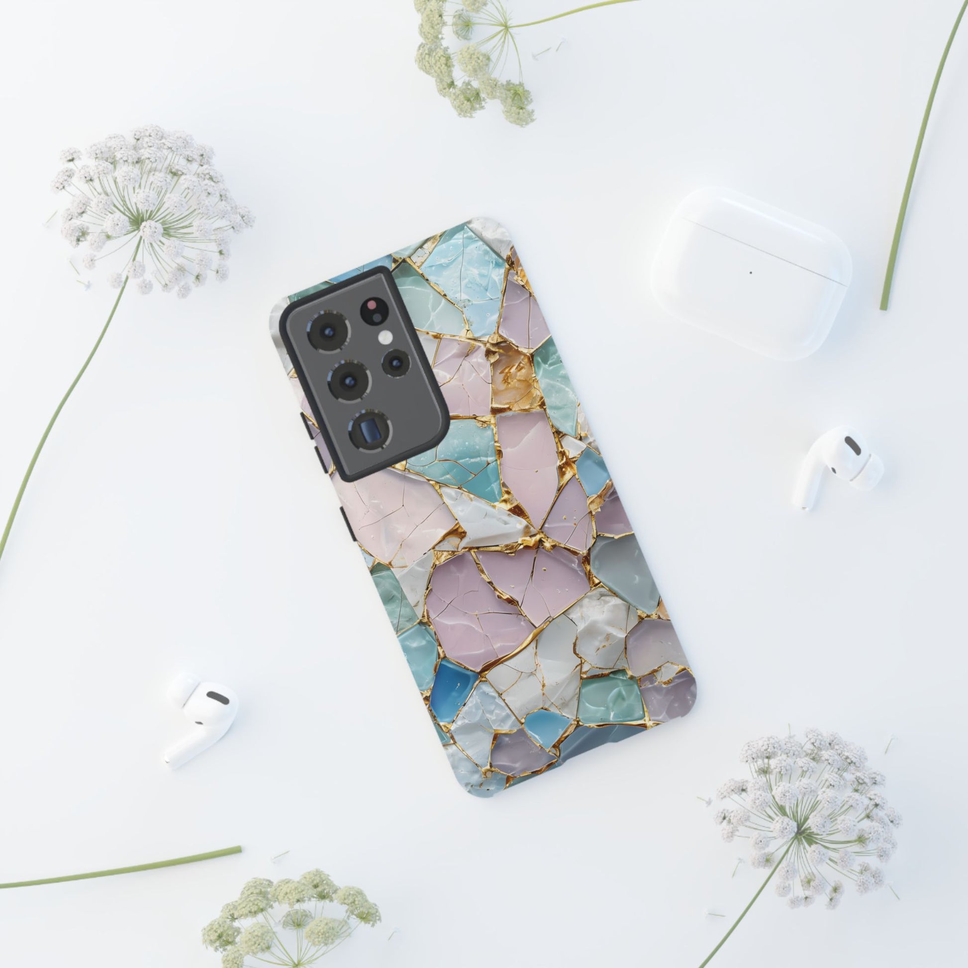 Colorful Phone Case - Tough Cases with Elegant Marble Design, Stylish Cover for Everyday Use, Gift for Her, Tech Accessory
