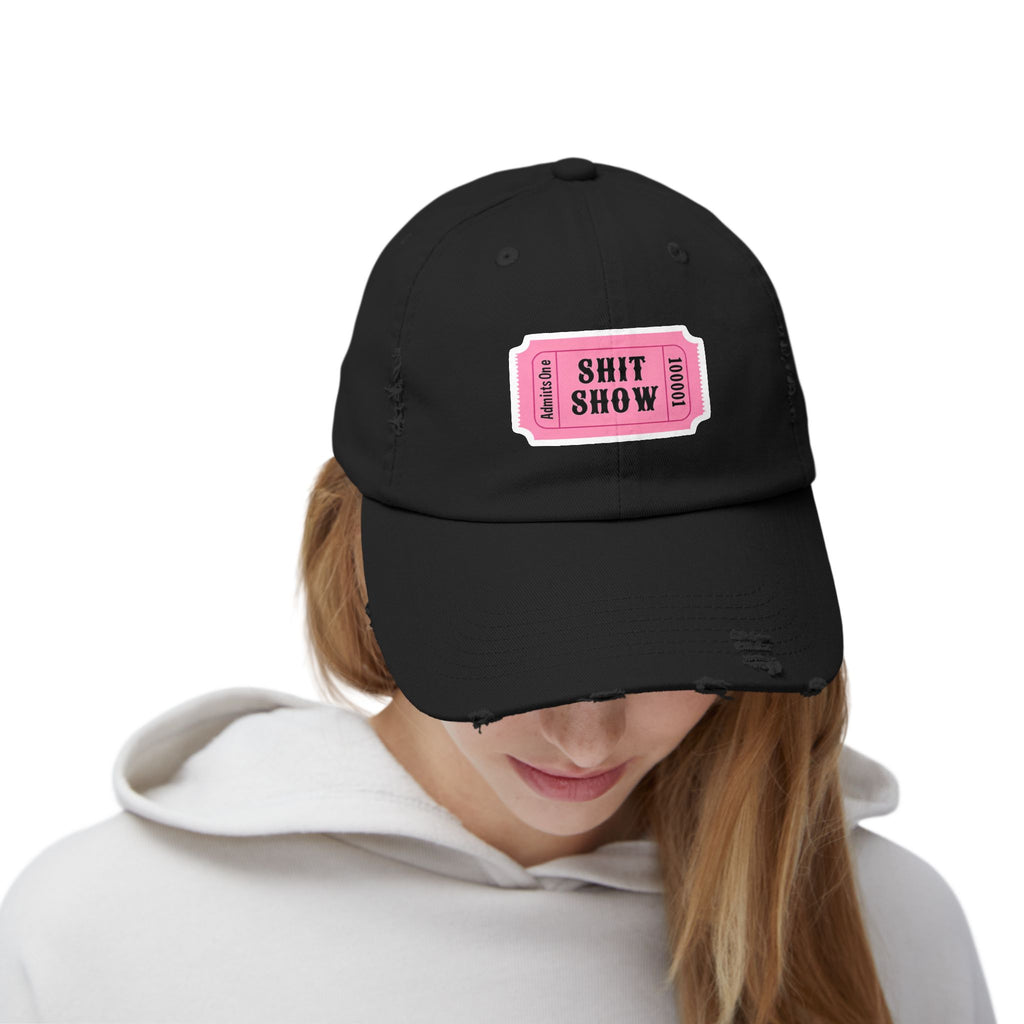 Shit Show Distressed Cap - Casual Unisex Hat, Fun Gift for Friends, Party Accessory, Unique Birthday Present, Everyday Wear