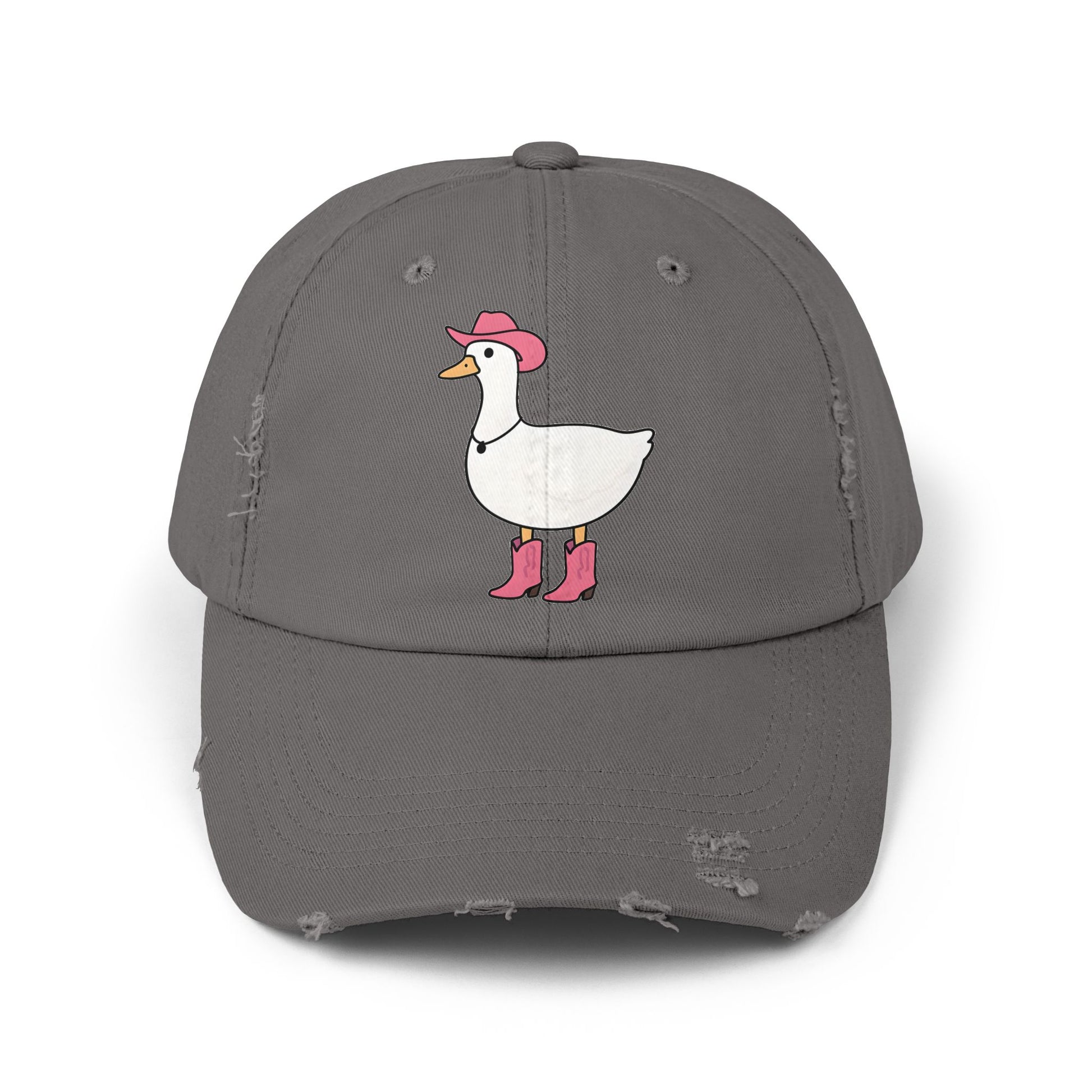 Playful Distressed Cap with Stylish Duck Design, Fun Hat for Summer, Birthday Gift, Trendy Accessory, Cap for Animal Lovers