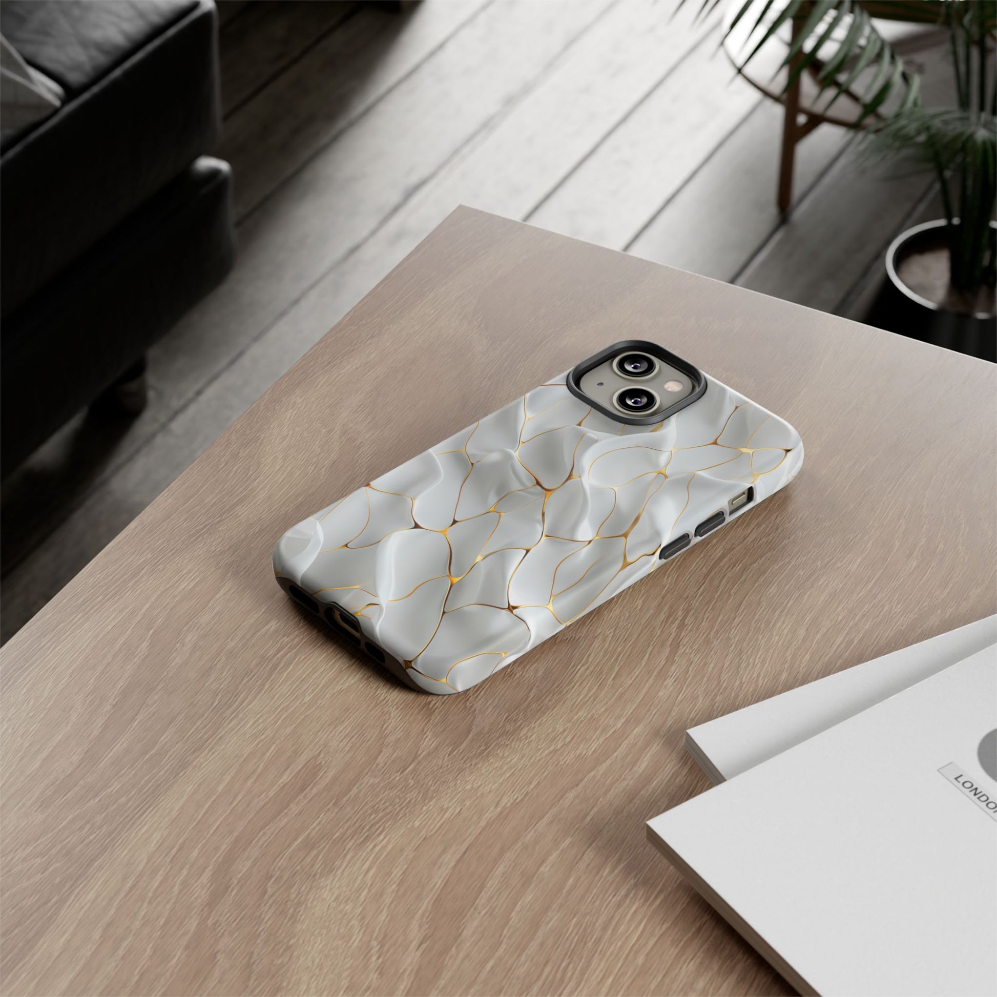 Elegant Phone Case with Golden Accents, Protective Mobile Cover, Stylish Tech Accessory, Perfect Gift for Any Occasion