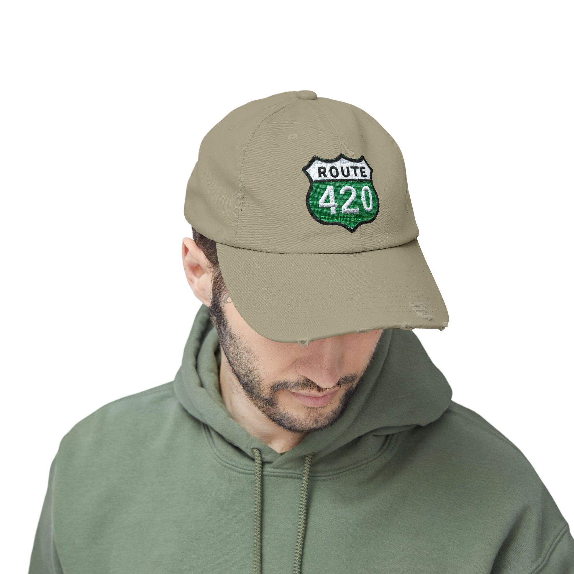 Route 420 Unisex Distressed Cap, Vintage Hat, Cool Casual Accessory, Perfect for Road Trips, Gift for Travelers, Outdoor Adventure Gear