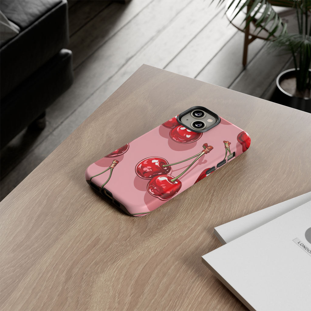 Cherry Blossom Phone Case, Tough Phone Cover, Cute Cherry Design, Summer Vibes, Phone Accessory, Gift for Her