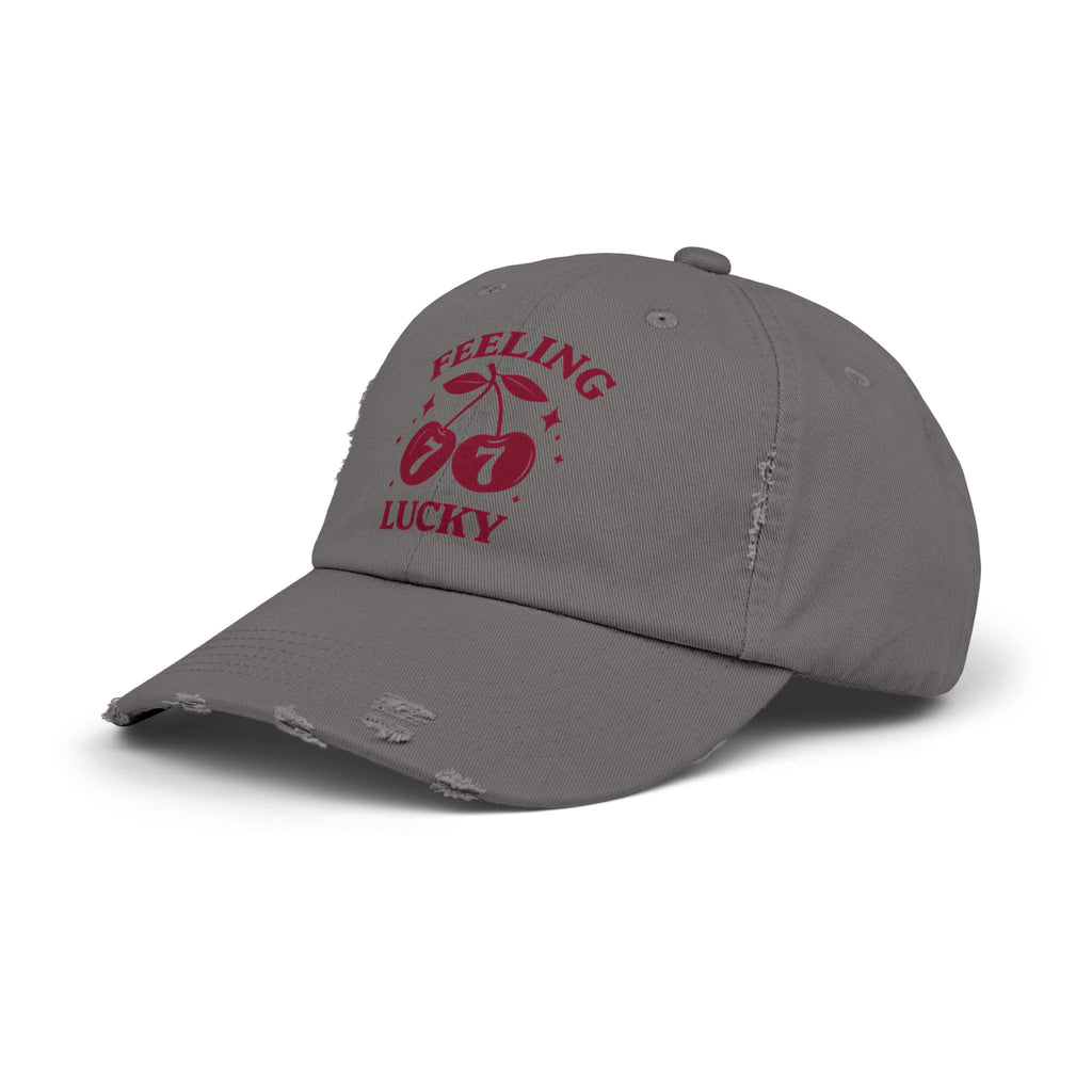 Feeling Lucky Distressed Cap - Unisex Hat, Casual Accessories, Lucky Charm Gift, Birthday, St. Patrick's Day, Spins on Luck
