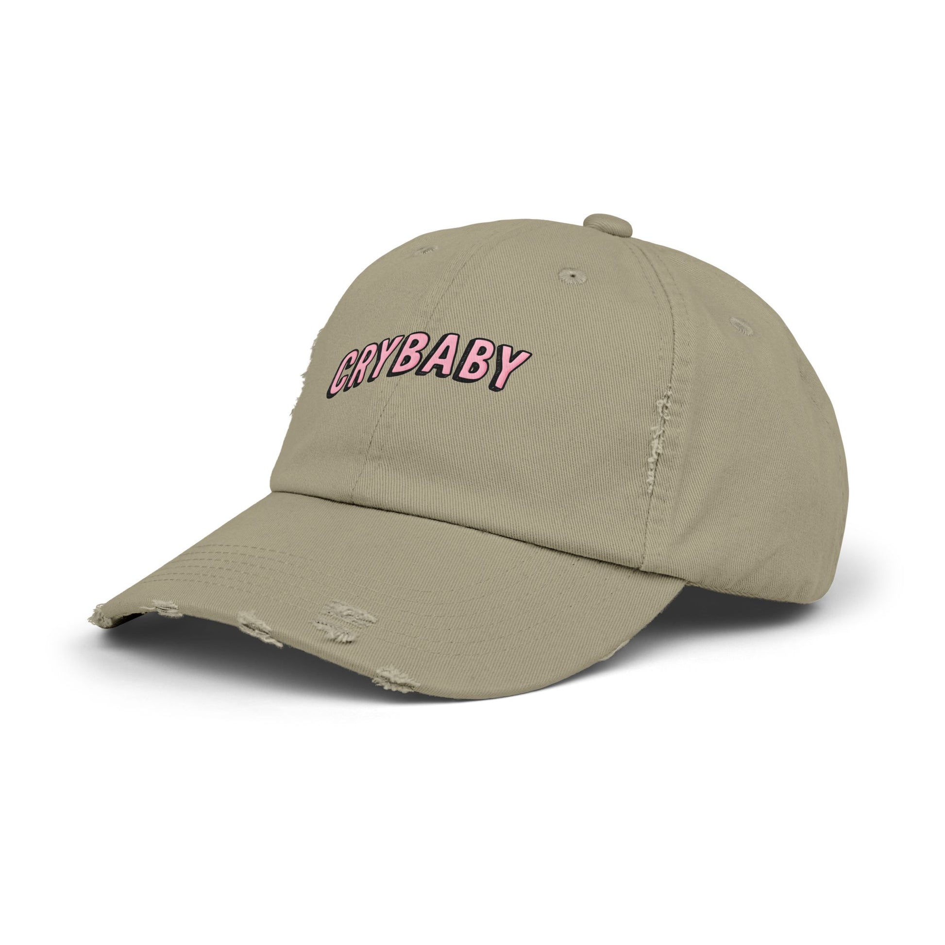Trendy Distressed Cap - 'CRYBABY' | Fashionable Accessory, Casual Wear, Gift for Friends, Festival Style, Everyday Fashion