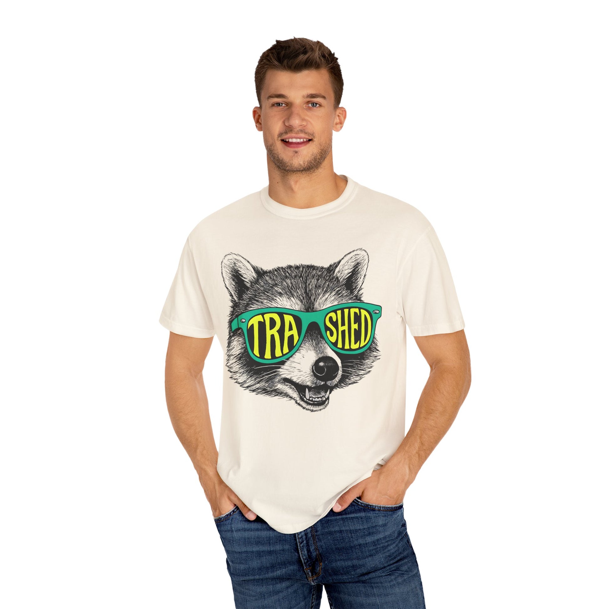 Trashed Raccoon Unisex T-Shirt, Graphic Tee for Nature Lovers, Casual Wear, Gift for Animal Lovers, Eco-Friendly Fashion