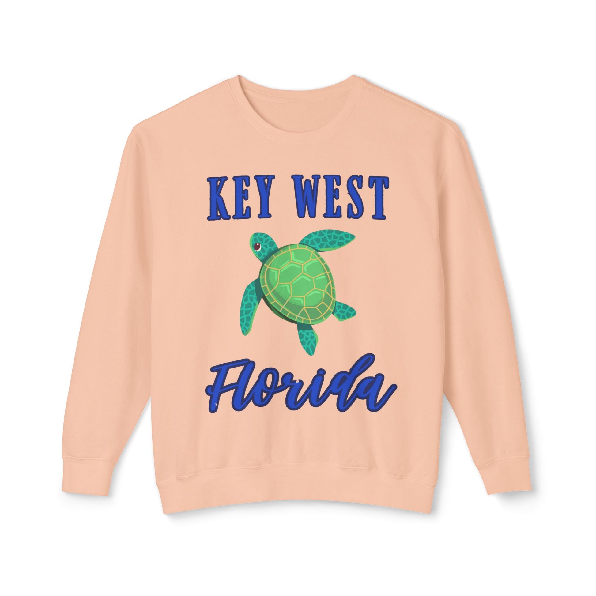 Key West Turtle Sweatshirt, Florida Gift, Lightweight Crewneck for Beach Lovers, Casual Summer Wear, Perfect for Travel