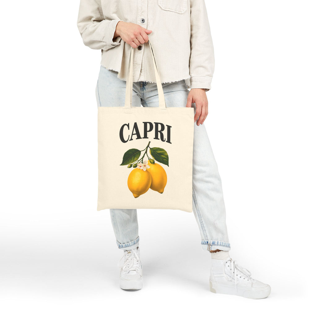 Capri Lemon Canvas Tote Bag - Stylish Eco-Friendly Shopper for Groceries, Beach Trips, Market, Gifts, and Casual Outings