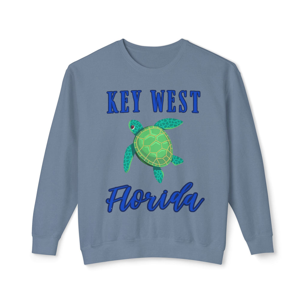 Key West Turtle Sweatshirt, Florida Gift, Lightweight Crewneck for Beach Lovers, Casual Summer Wear, Perfect for Travel