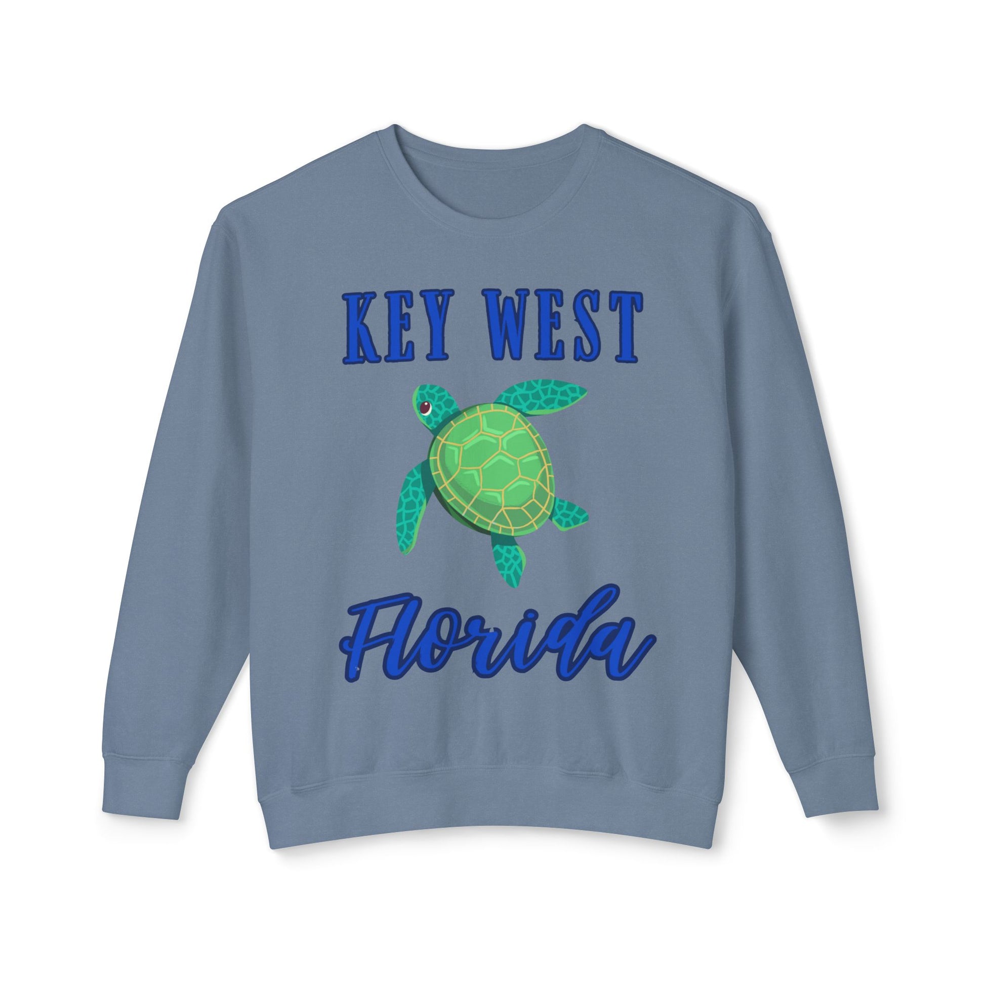Key West Turtle Sweatshirt, Florida Gift, Lightweight Crewneck for Beach Lovers, Casual Summer Wear, Perfect for Travel