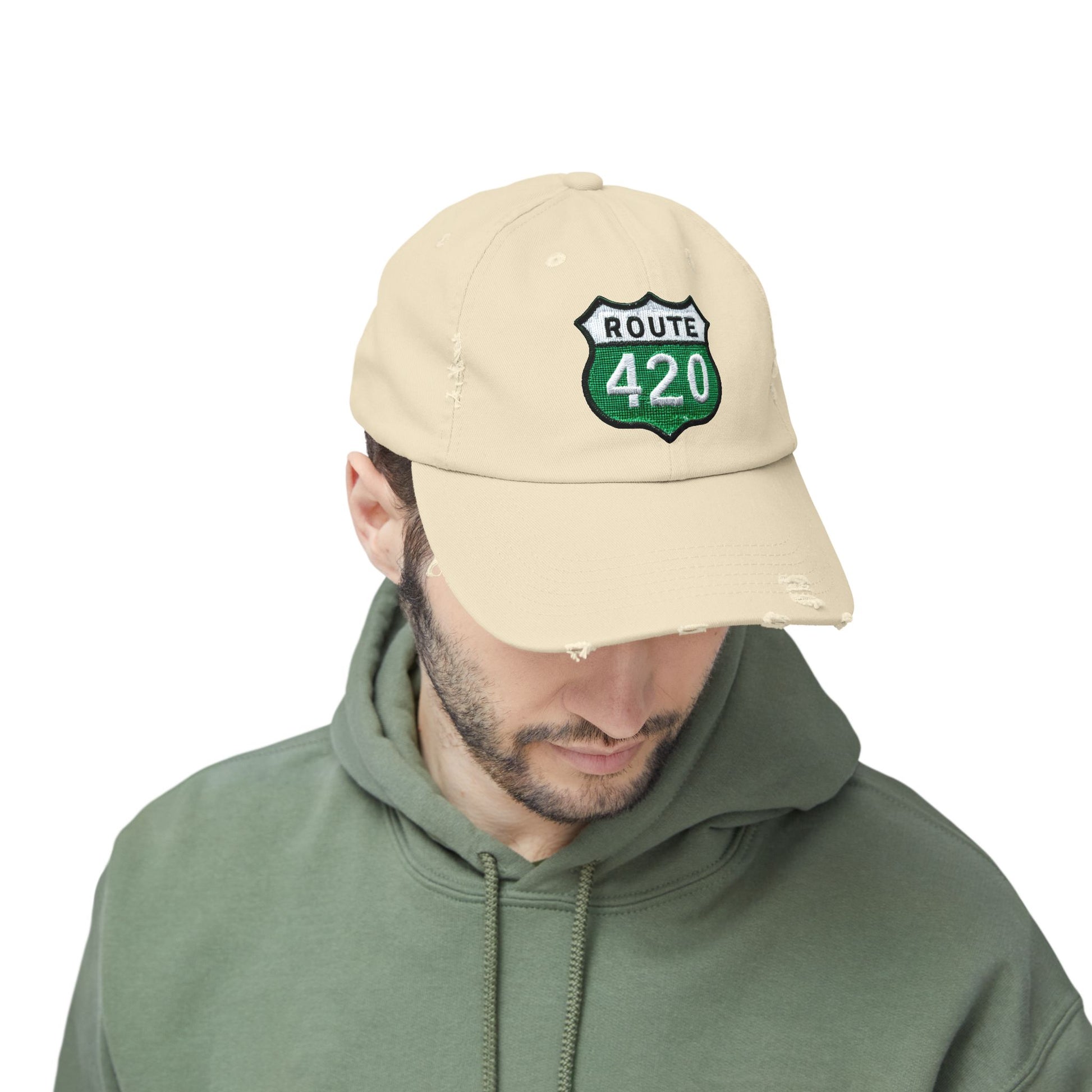 Route 420 Unisex Distressed Cap, Vintage Hat, Cool Casual Accessory, Perfect for Road Trips, Gift for Travelers, Outdoor Adventure Gear