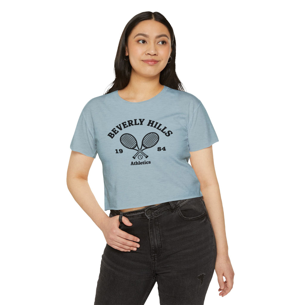 Beverly Hills Tennis Crop Top, Women's Summer Top, Festival Wear, Casual Tee, Athleisure Top, Graphic Crop Tee