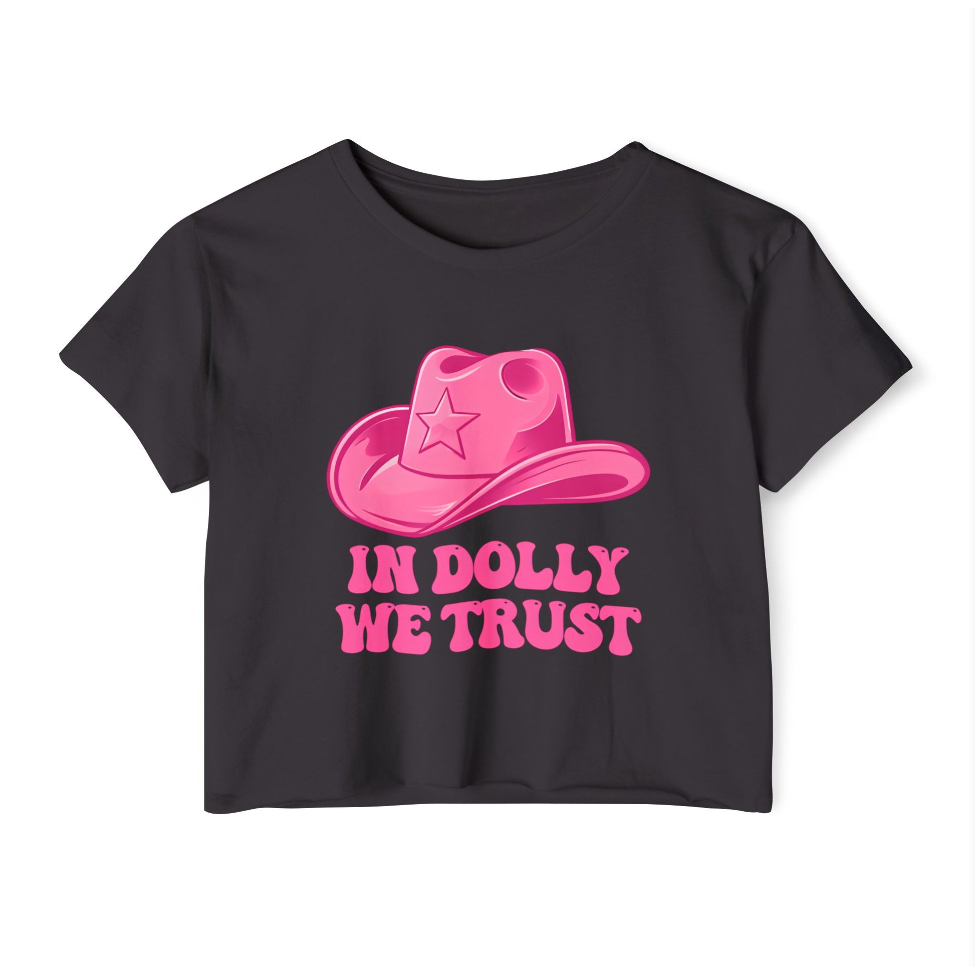 Women's Festival Crop Top, In Dolly We Trust Shirt, Summer Music Festival Tee, Cute Crop Top for Concerts, Bohemian Style Apparel, [...]