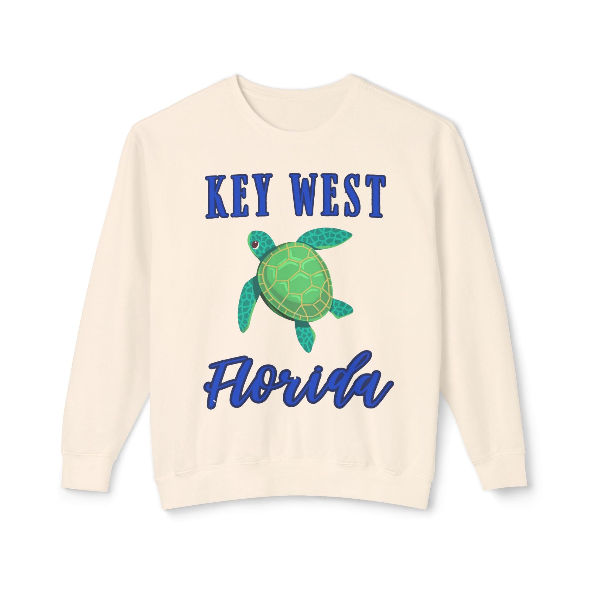 Key West Turtle Sweatshirt, Florida Gift, Lightweight Crewneck for Beach Lovers, Casual Summer Wear, Perfect for Travel