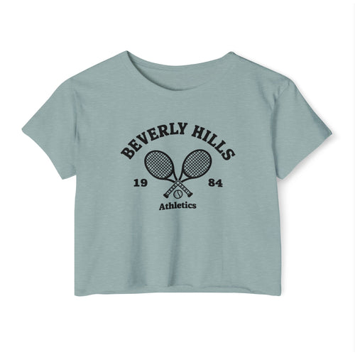 Beverly Hills Tennis Crop Top, Women's Summer Top, Festival Wear, Casual Tee, Athleisure Top, Graphic Crop Tee