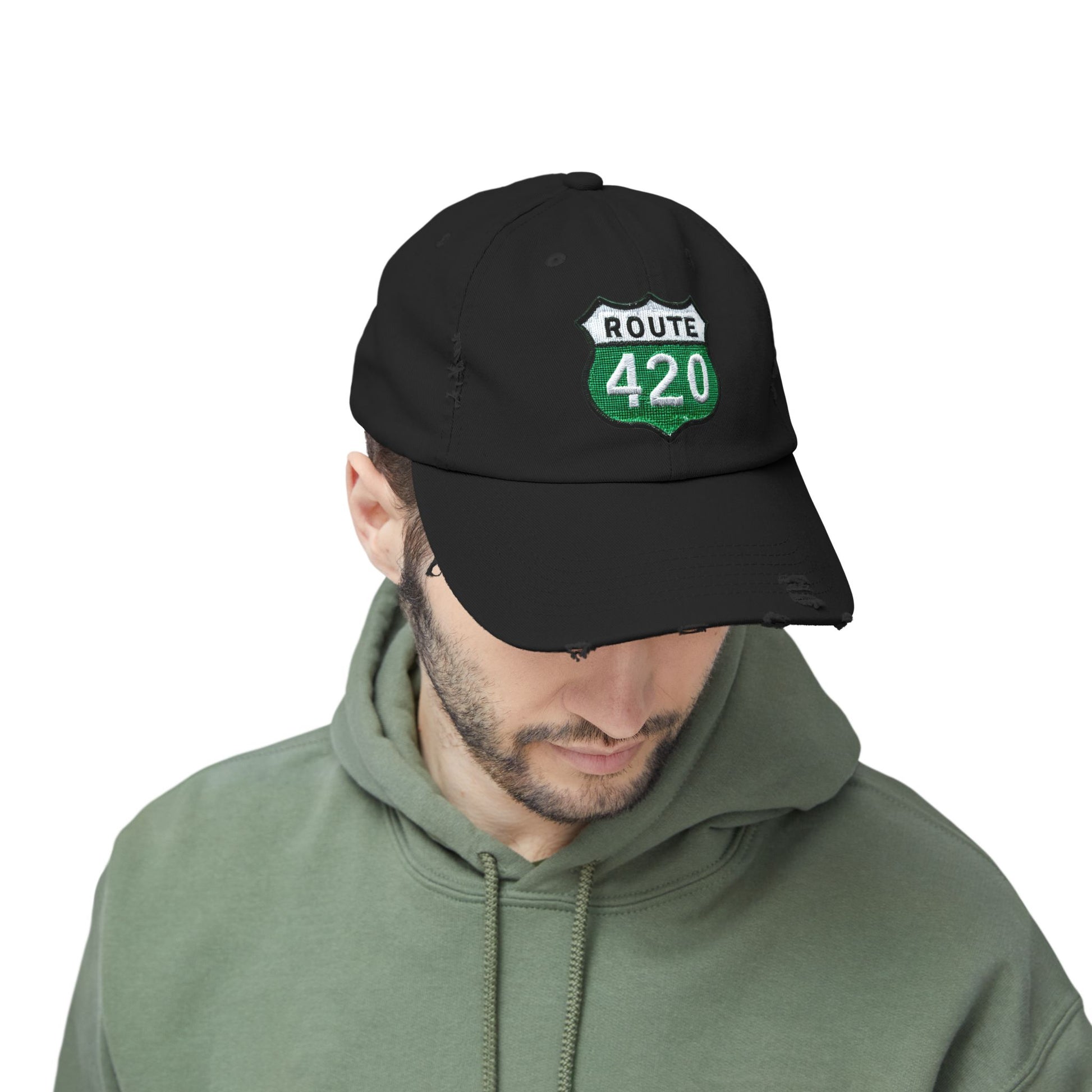 Route 420 Unisex Distressed Cap, Vintage Hat, Cool Casual Accessory, Perfect for Road Trips, Gift for Travelers, Outdoor Adventure Gear
