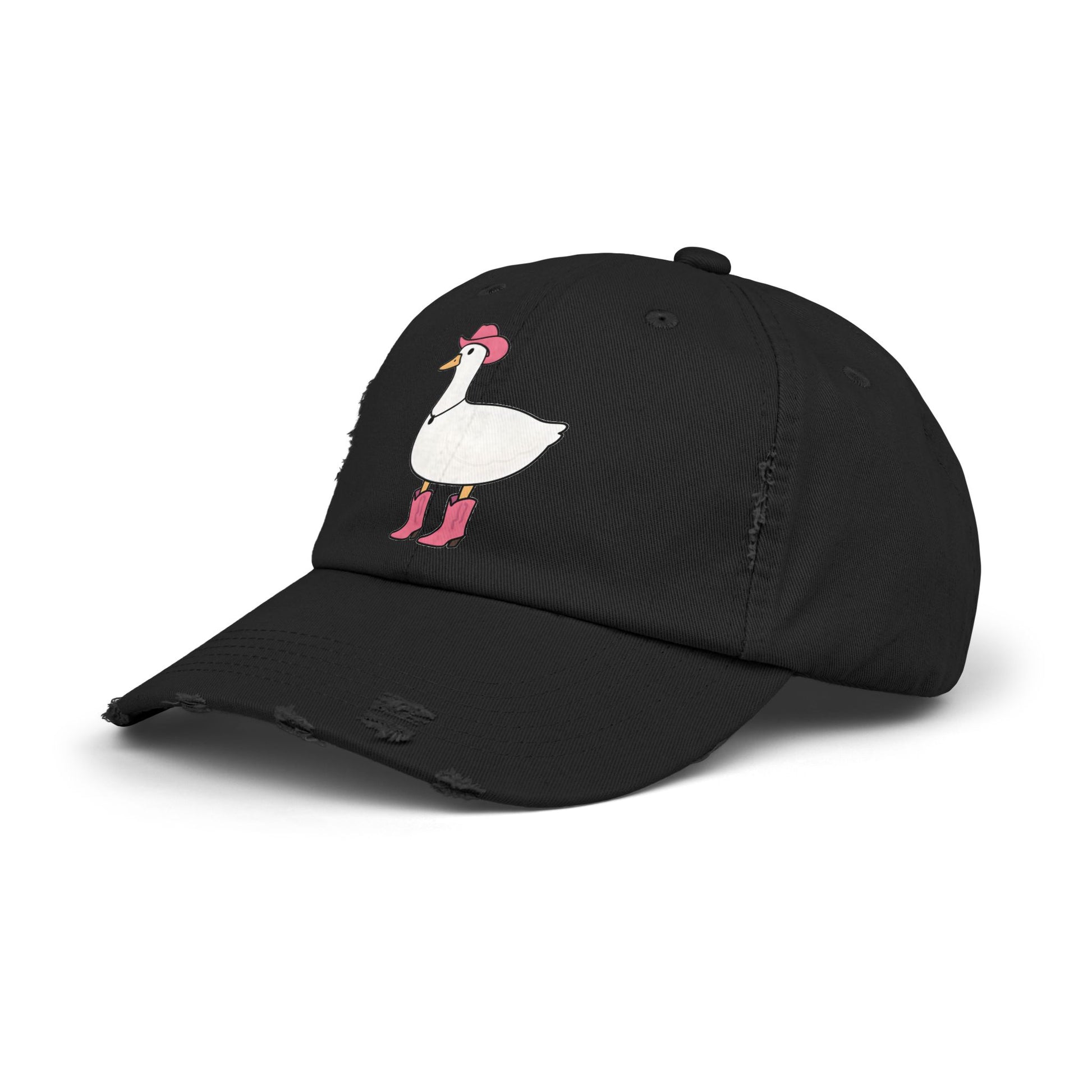 Playful Distressed Cap with Stylish Duck Design, Fun Hat for Summer, Birthday Gift, Trendy Accessory, Cap for Animal Lovers