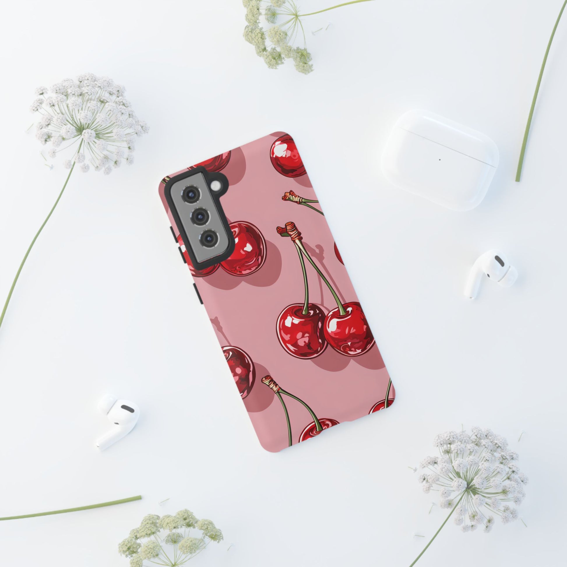 Cherry Blossom Phone Case, Tough Phone Cover, Cute Cherry Design, Summer Vibes, Phone Accessory, Gift for Her