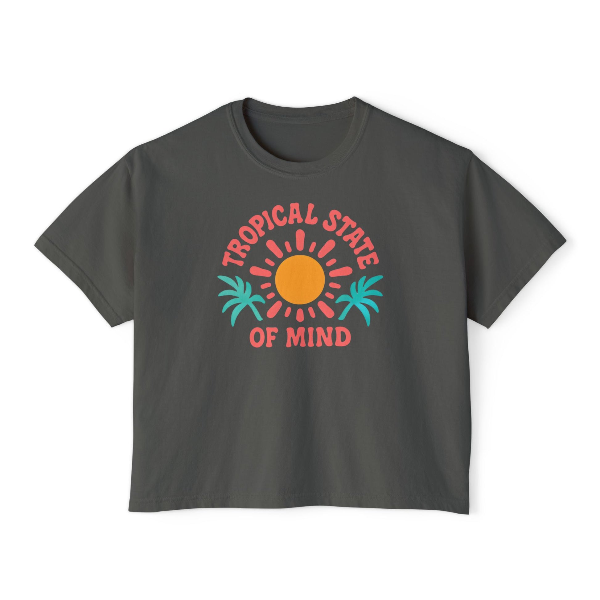 Tropical Women's Boxy Tee, Summer Vibes T-Shirt, Casual Beachwear, Gift for Her, Vacation Essentials