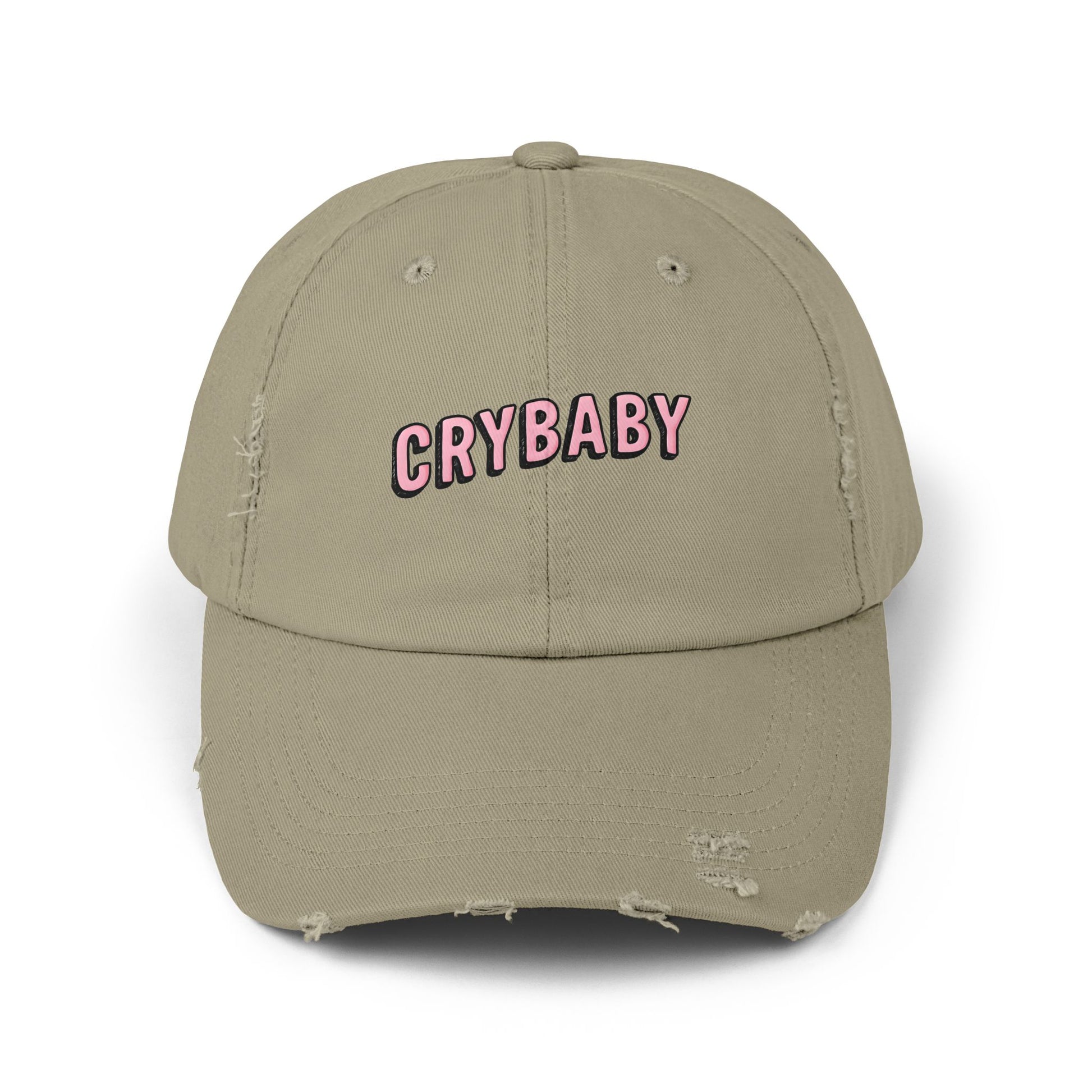 Trendy Distressed Cap - 'CRYBABY' | Fashionable Accessory, Casual Wear, Gift for Friends, Festival Style, Everyday Fashion