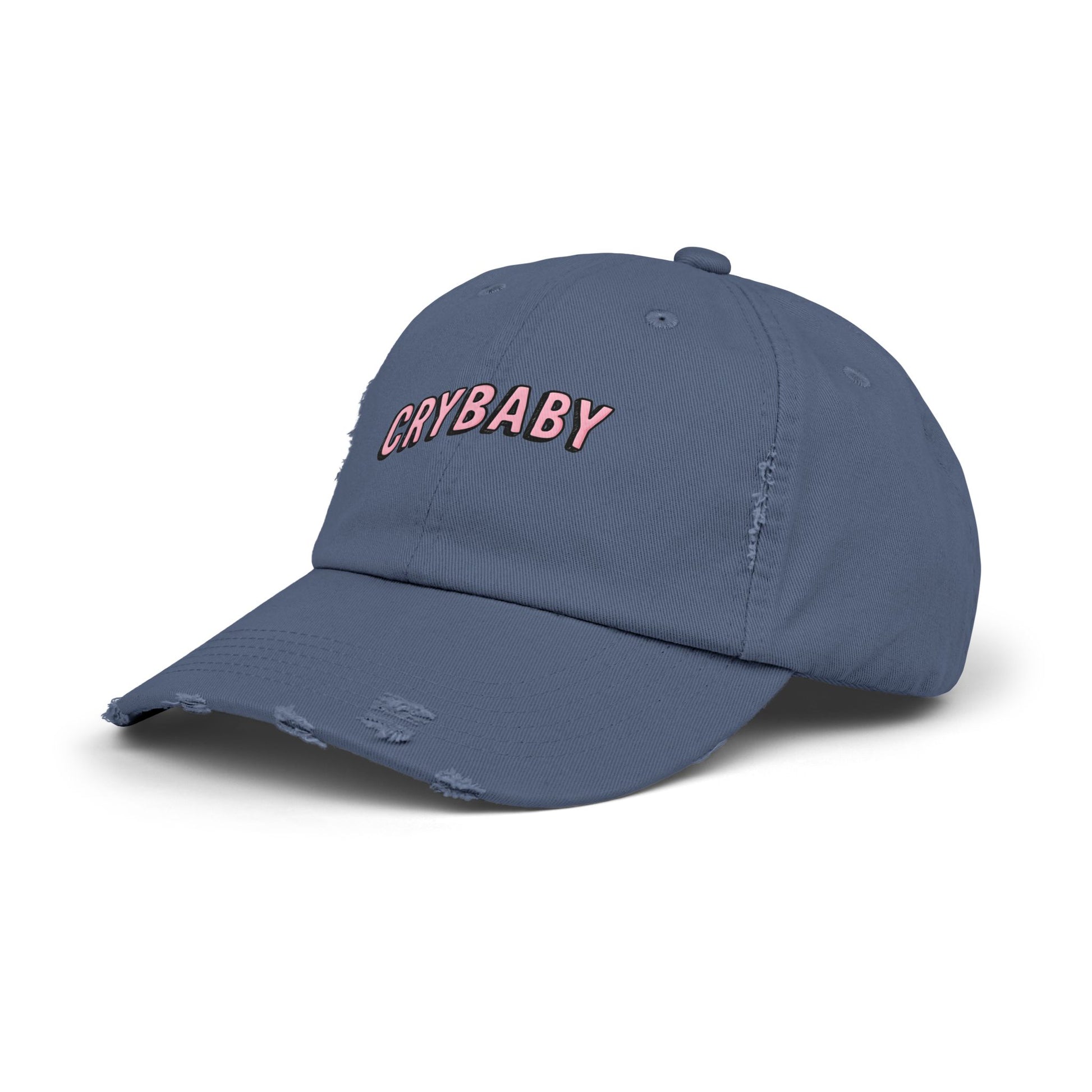 Trendy Distressed Cap - 'CRYBABY' | Fashionable Accessory, Casual Wear, Gift for Friends, Festival Style, Everyday Fashion
