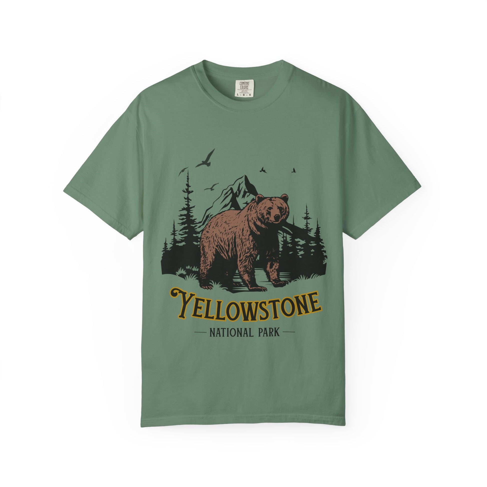Yellowstone Bear Graphic Tee - Unisex Garment-Dyed Shirt, Nature Lover Gift, Outdoorsy Style, Travel Souvenir, Vintage National Park Apparel