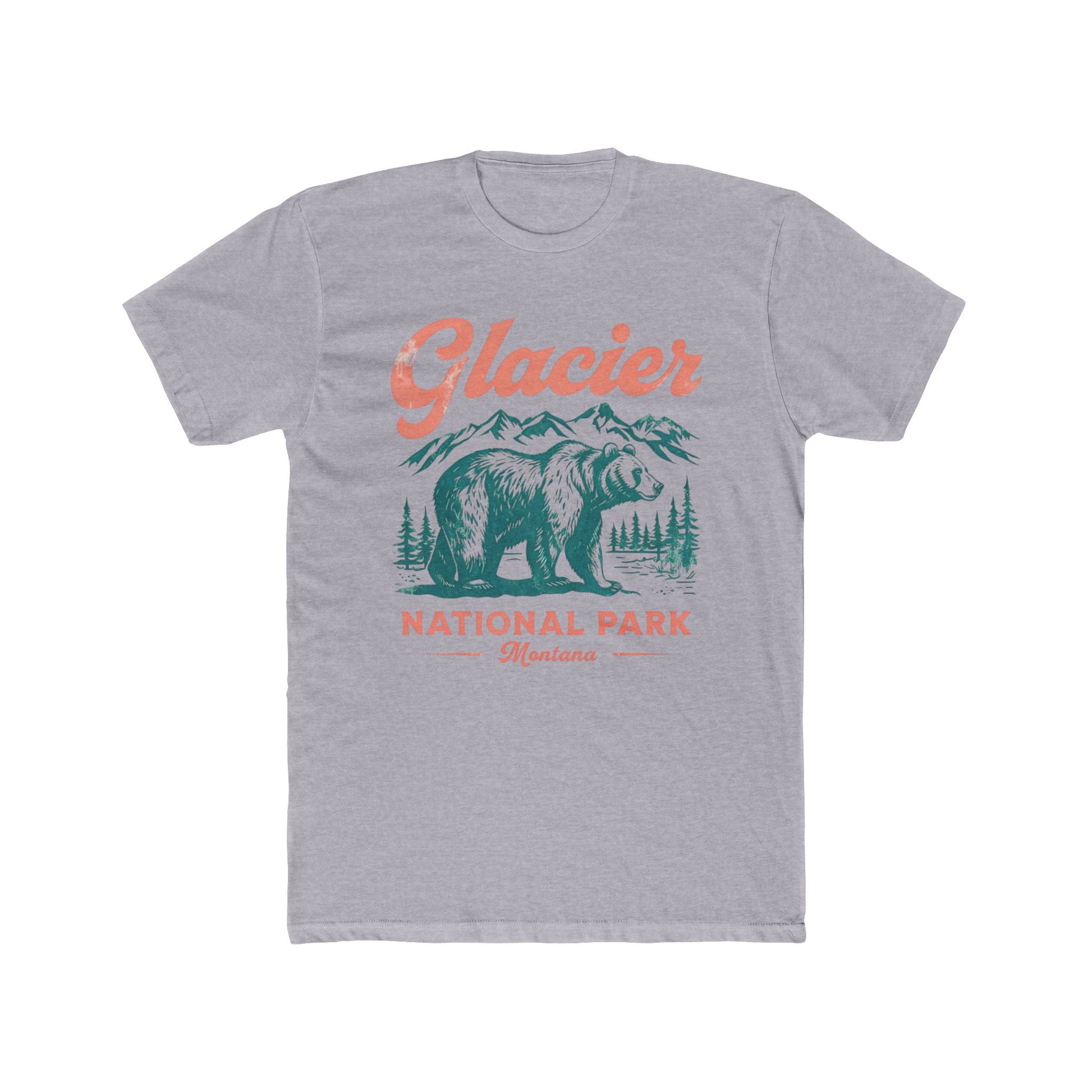 Glacier National Park Bear Tee | Unisex Cotton Crew Shirt for Outdoor Lovers, Nature Gift, Hiking Apparel, National Park Shirt