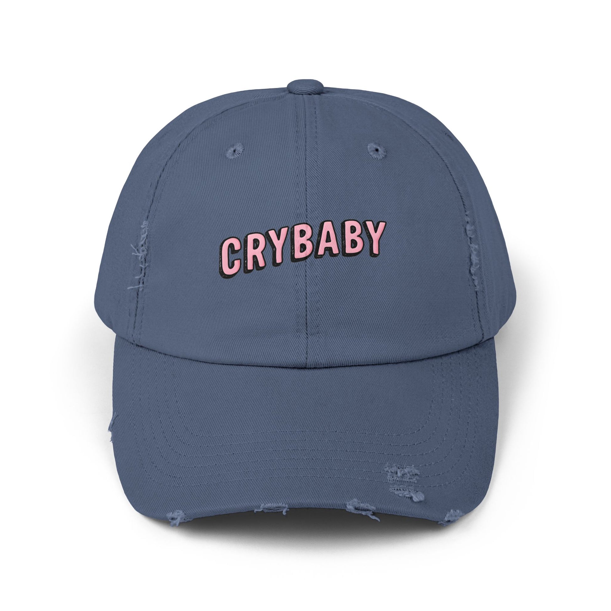 Trendy Distressed Cap - 'CRYBABY' | Fashionable Accessory, Casual Wear, Gift for Friends, Festival Style, Everyday Fashion