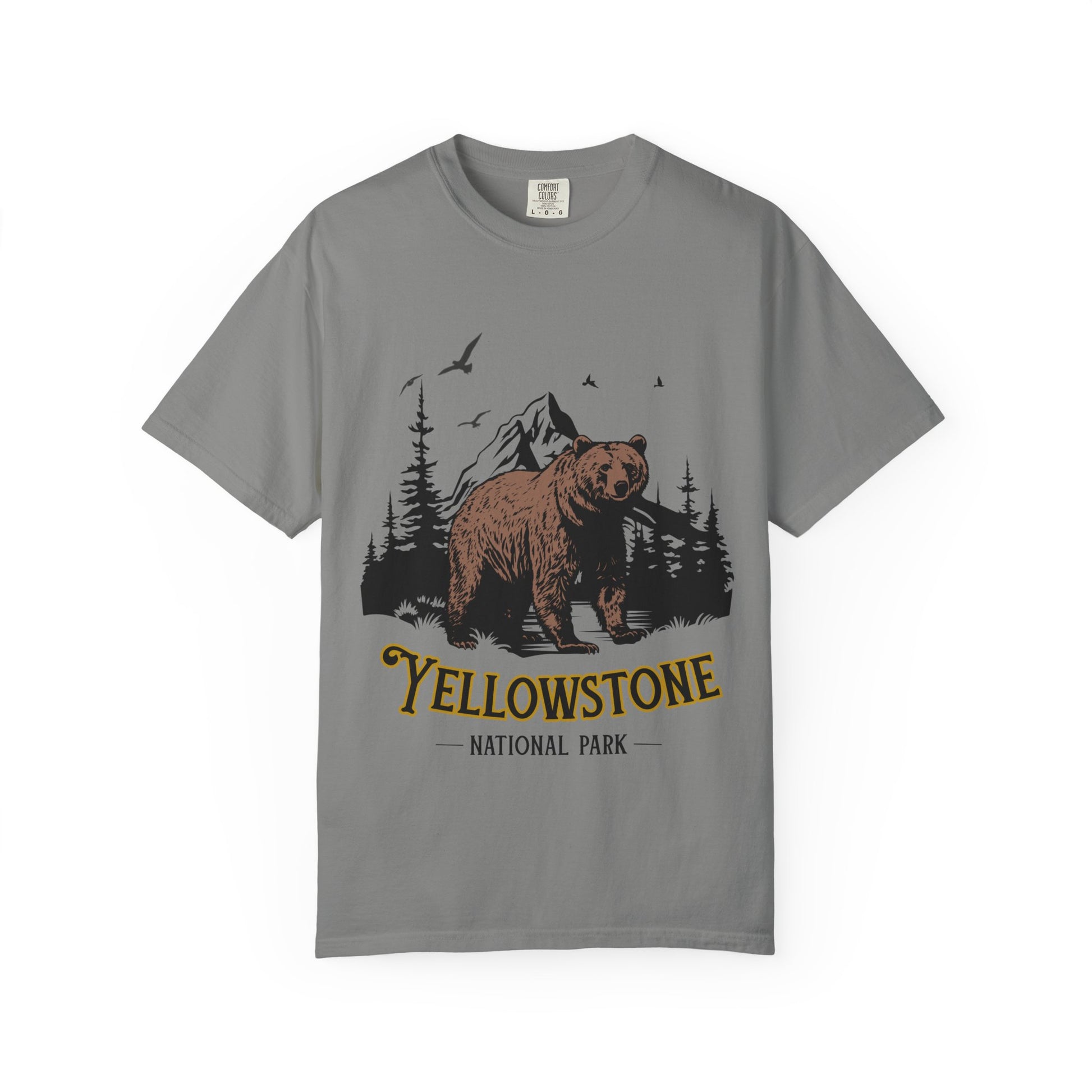 Yellowstone Bear Graphic Tee - Unisex Garment-Dyed Shirt, Nature Lover Gift, Outdoorsy Style, Travel Souvenir, Vintage National Park Apparel