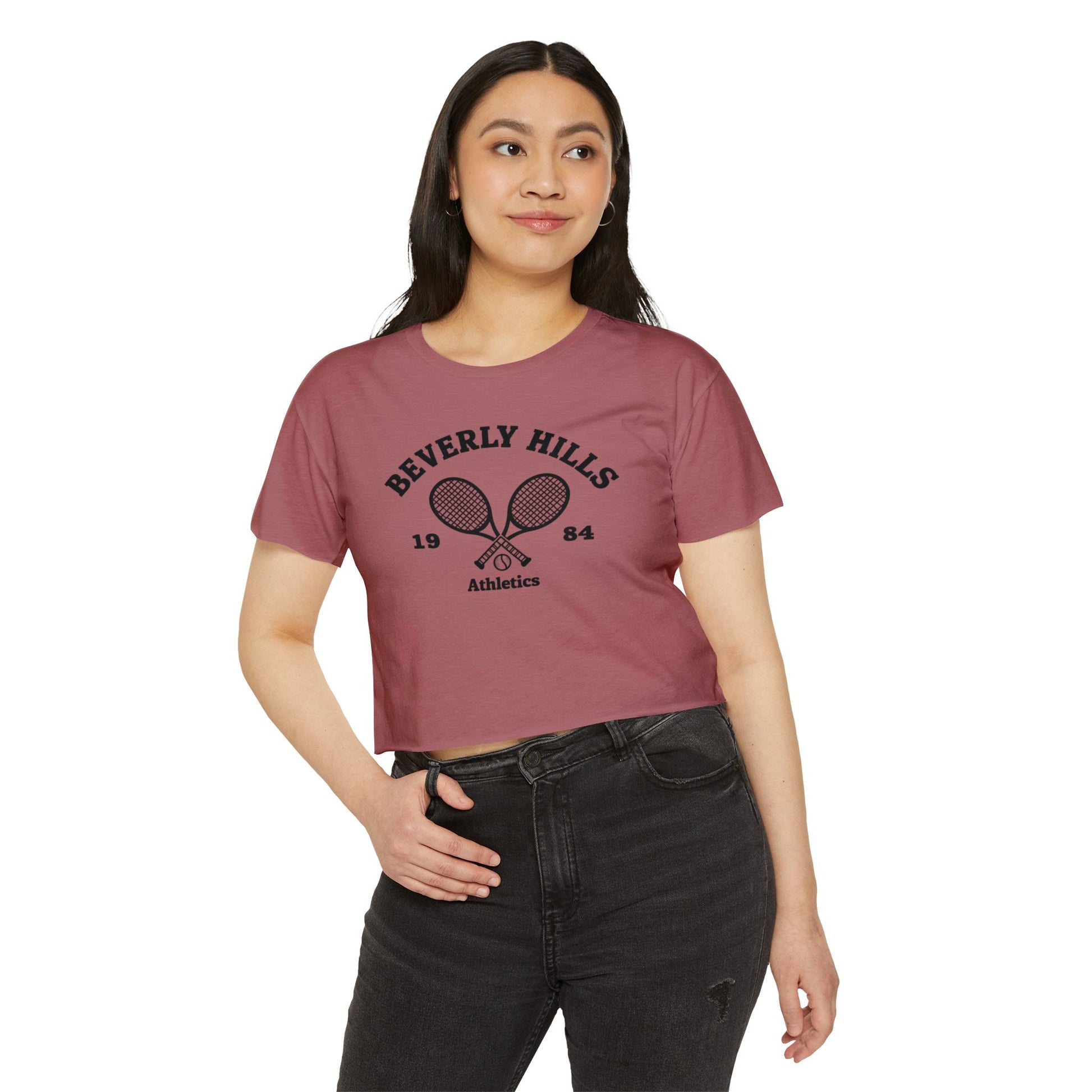 Beverly Hills Tennis Crop Top, Women's Summer Top, Festival Wear, Casual Tee, Athleisure Top, Graphic Crop Tee