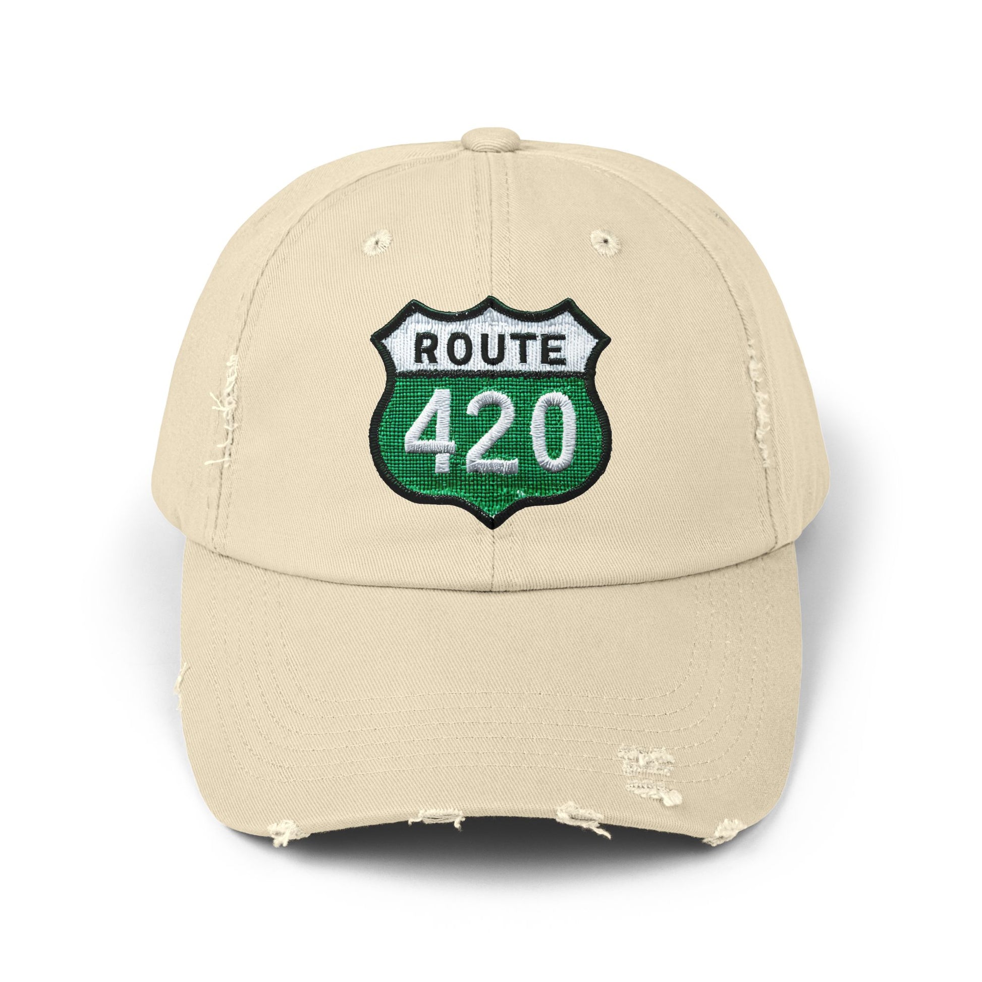 Route 420 Unisex Distressed Cap, Vintage Hat, Cool Casual Accessory, Perfect for Road Trips, Gift for Travelers, Outdoor Adventure Gear