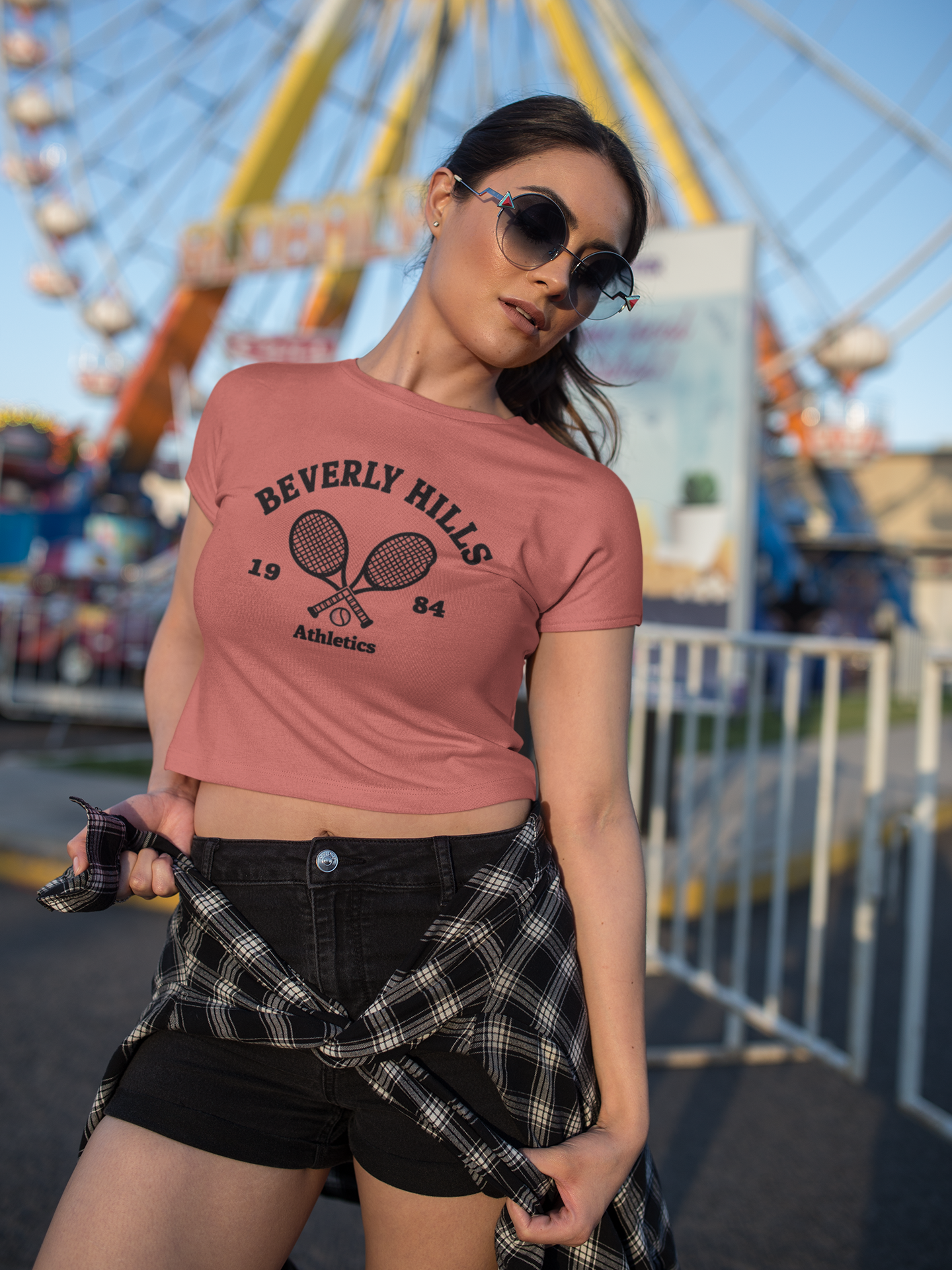 Beverly Hills Tennis Crop Top, Women's Summer Top, Festival Wear, Casual Tee, Athleisure Top, Graphic Crop Tee